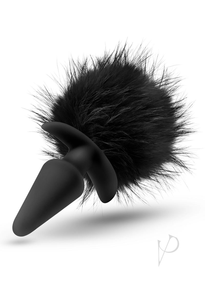 Premium Platinum Rabbit Tail Anal Plug - Black - Sensual Play & Adult Toy for Couples & Solo Use