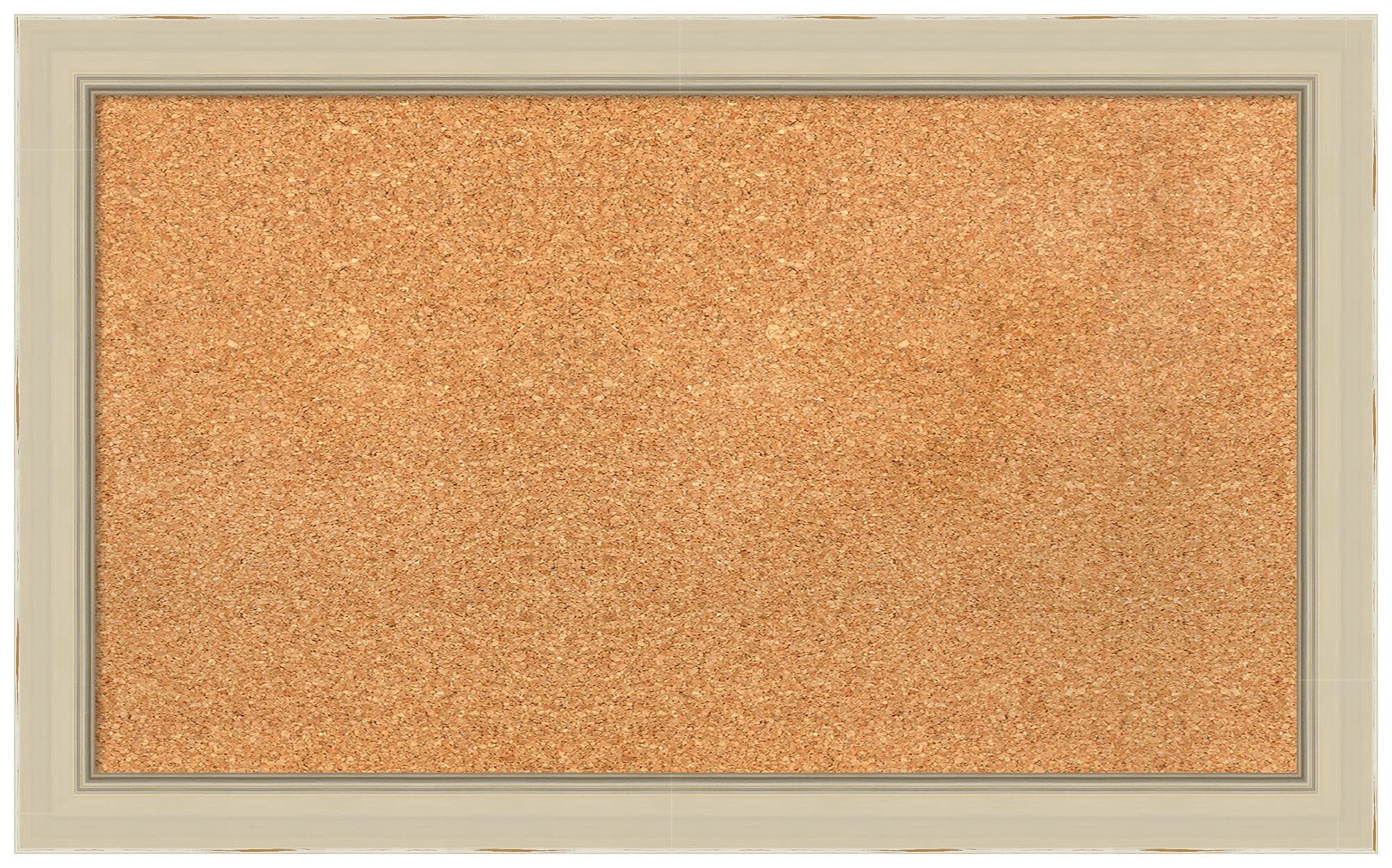 Custom Natural Cork Bulletin Board - 31 x 19 Inches (Parthenon Cream Narrow Wood Frame) - Pin Board, Memo Board, Organization Board for Home Office, Kitchen, Dorm Room & Classroom Decor
