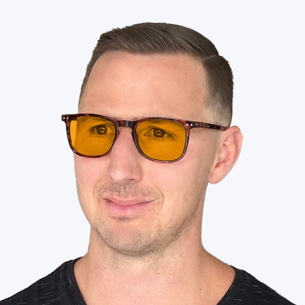 SunDown Taylor Blue Light Blocking Glasses - Tortoise Frame with Prescription Lenses for Eye Strain Relief & Better Sleep