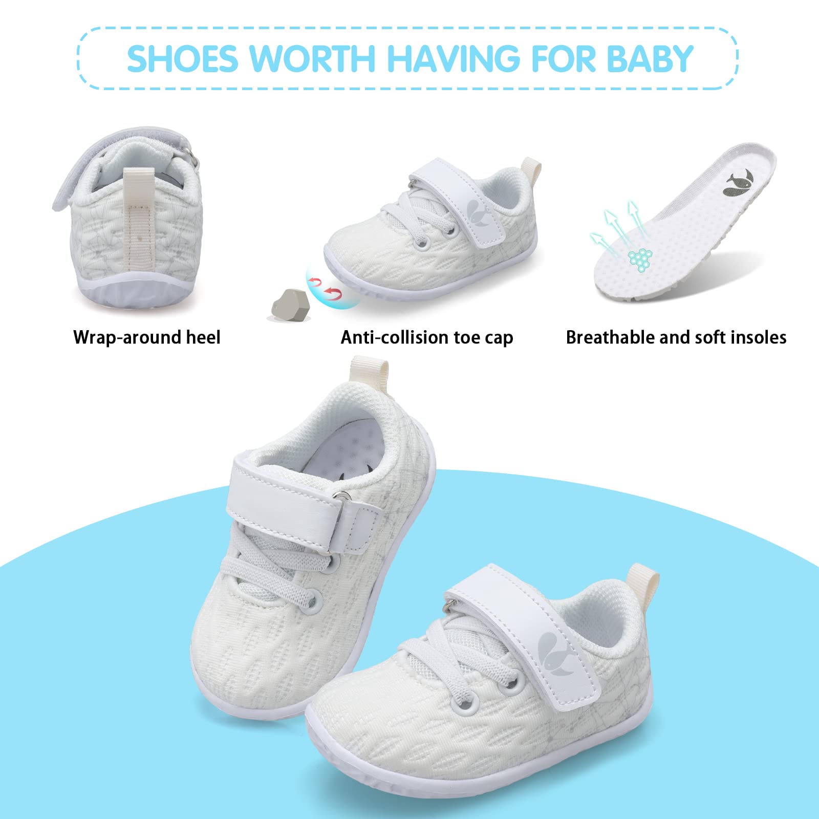 FEETCITY Baby Sneakers for Boys & Girls - First Walking Shoes for Infants, Non-Slip Toddler Shoes, Soft Crib Shoes for Newborns - Perfect for Indoor Play, Outdoor Walks & Special Occasions