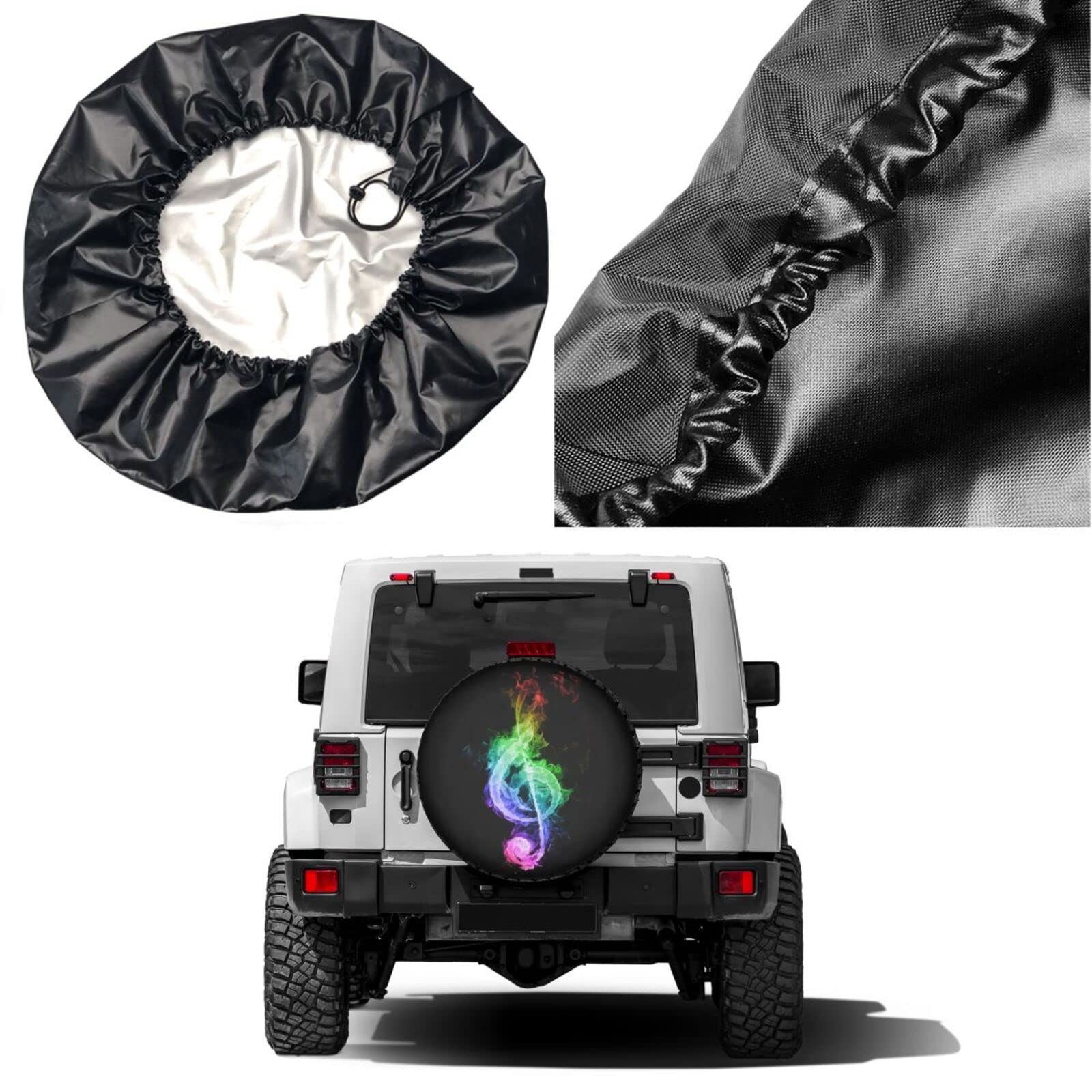 Vibrant Music Notes Spare Tire Cover - Waterproof & Dust-Proof Wheel Protector for Trailers, RVs, SUVs (Fits 14-17 Inch Tires) - Perfect for Road Trips & Outdoor Adventures