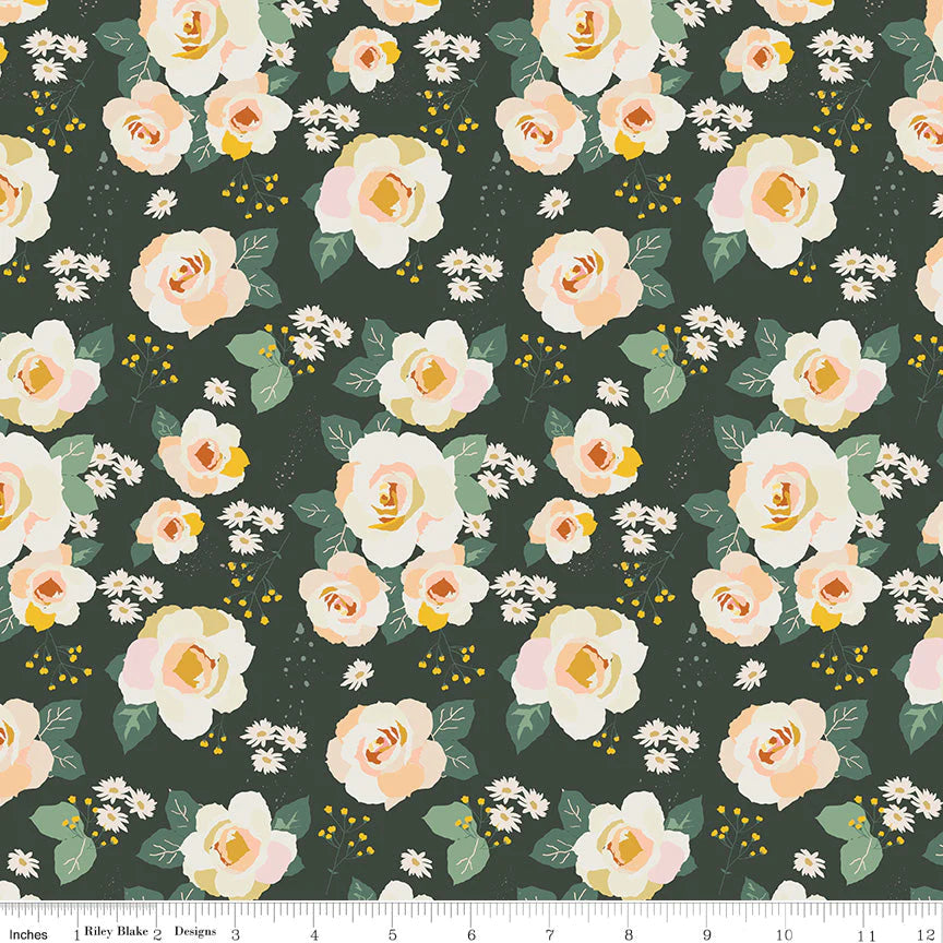 Riley Blake Designs Forgotten Memories C12750 Deep Hunter Fabric - Perfect for Quilting, Home Decor, and DIY Sewing Projects