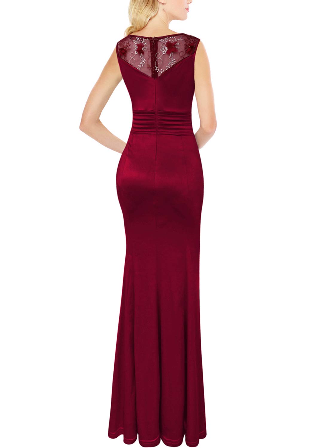 VFSHOW Women's Formal Ruched Ruffles Evening Prom Wedding Party Maxi Dress - Elegant Long Gown for Special Occasions, Dinners & Celebrations