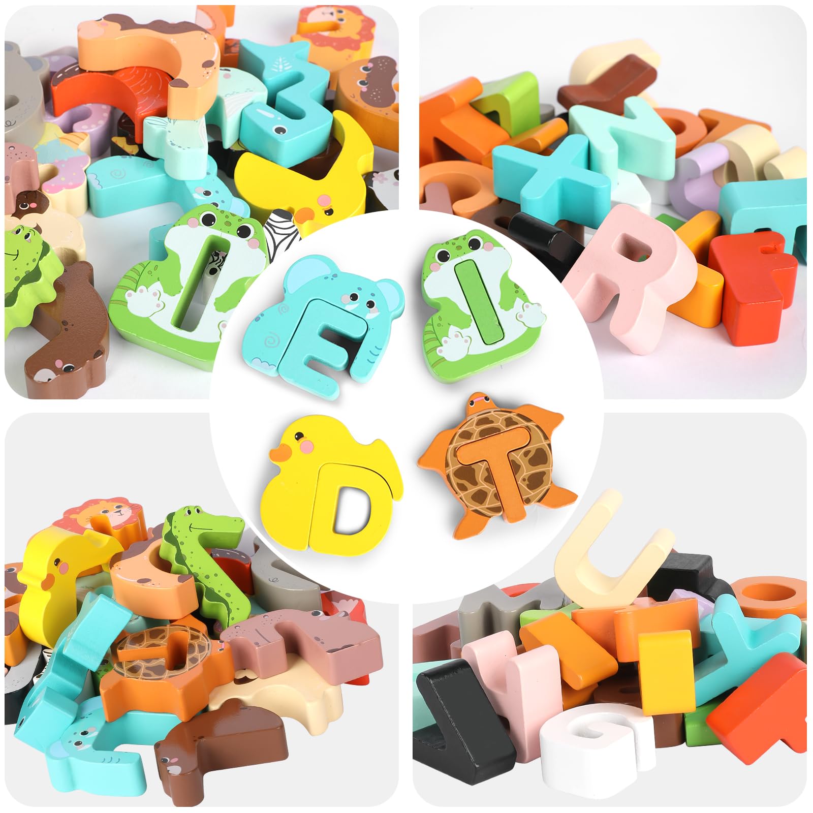 Wooden Animal Alphabet Puzzle - ABC Learning & Matching Game for Toddlers 2-4 Years | Montessori Educational Toy for Preschool Kids 3-5 | Perfect for Early Childhood Education & Homeschooling Activities