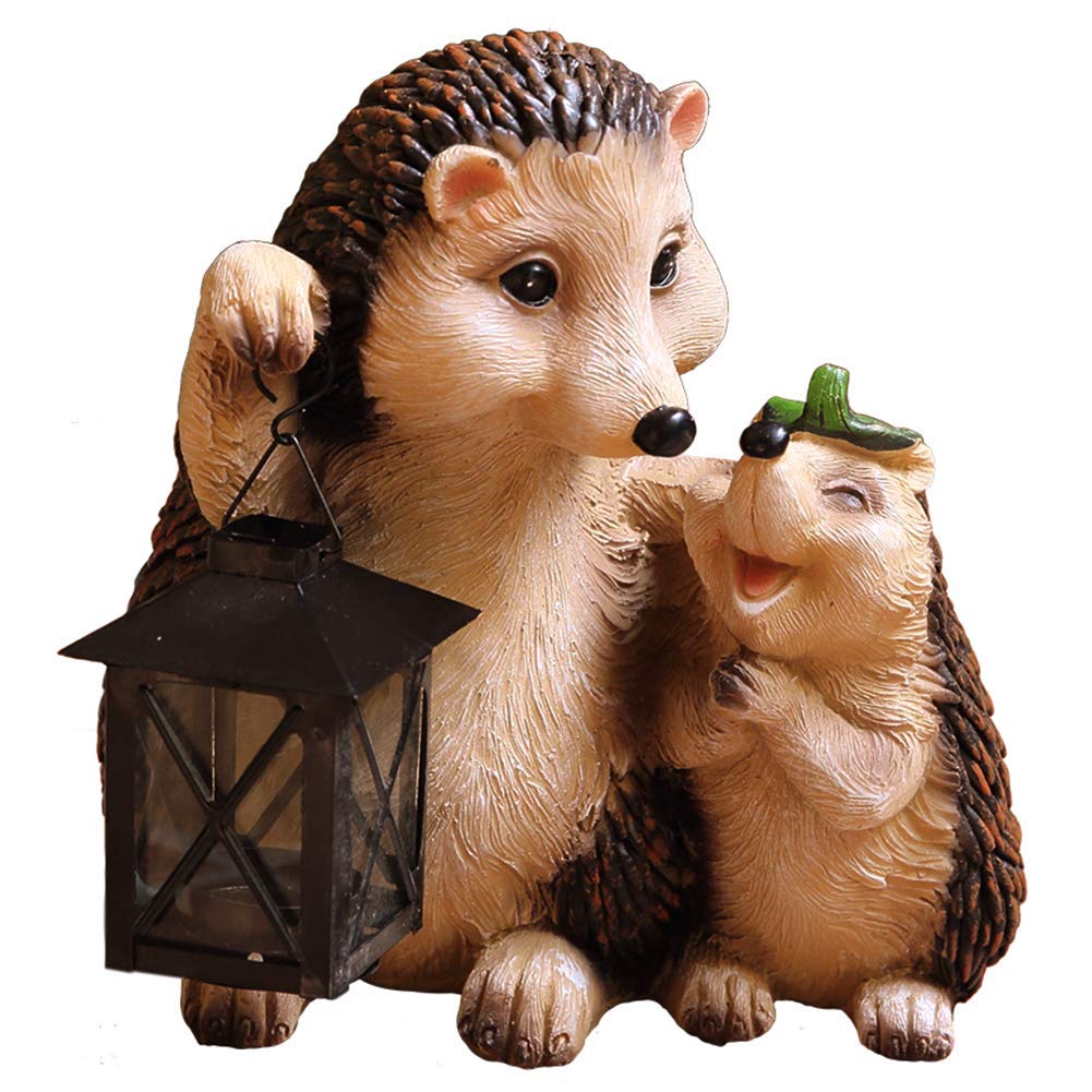 Cute Hedgehog Garden Statues with LED Lights - Outdoor Hedgehog Family Sculpture for Lawn, Yard, Porch Decor - Unique Home Gift for Animal Lovers (Perfect for Garden Decor, Patio Accents & Cozy Porch Lighting)