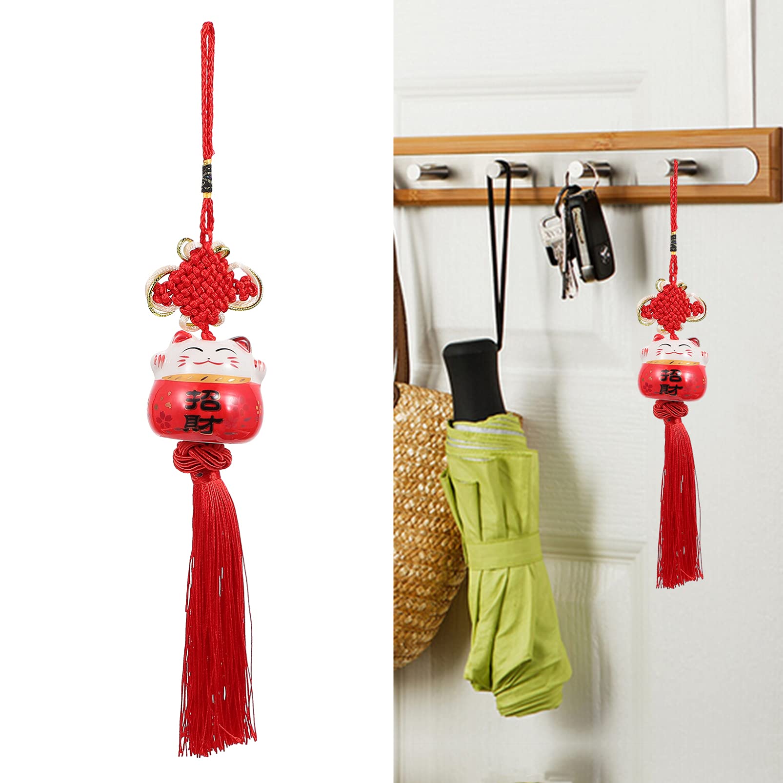 VOSAREA Feng Shui Car Pendant - 3Pcs Lucky Coin Tassel Ornament for Rearview Mirror & Home Decor