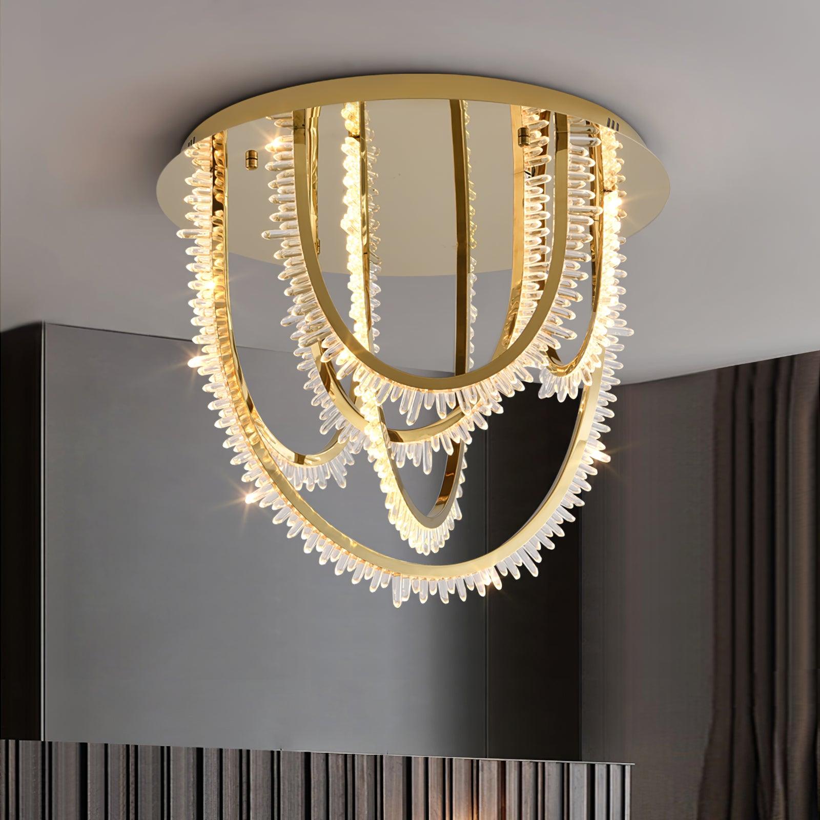 Elegant Crystal Chandelier Ceiling Light Fixture - Modern Dining Room & Bedroom Lighting for Home Decor