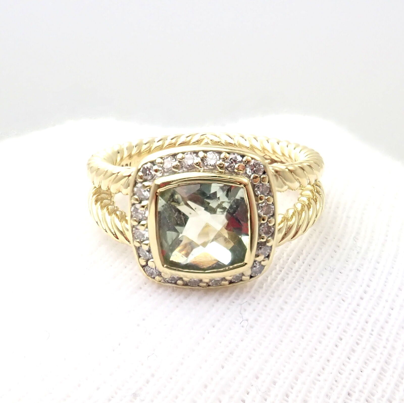 David Yurman Albion 18k Yellow Gold Diamond Citrine Ring Size 5.25 - Elegant Jewelry for Women, Perfect for Weddings, Anniversaries & Special Occasions