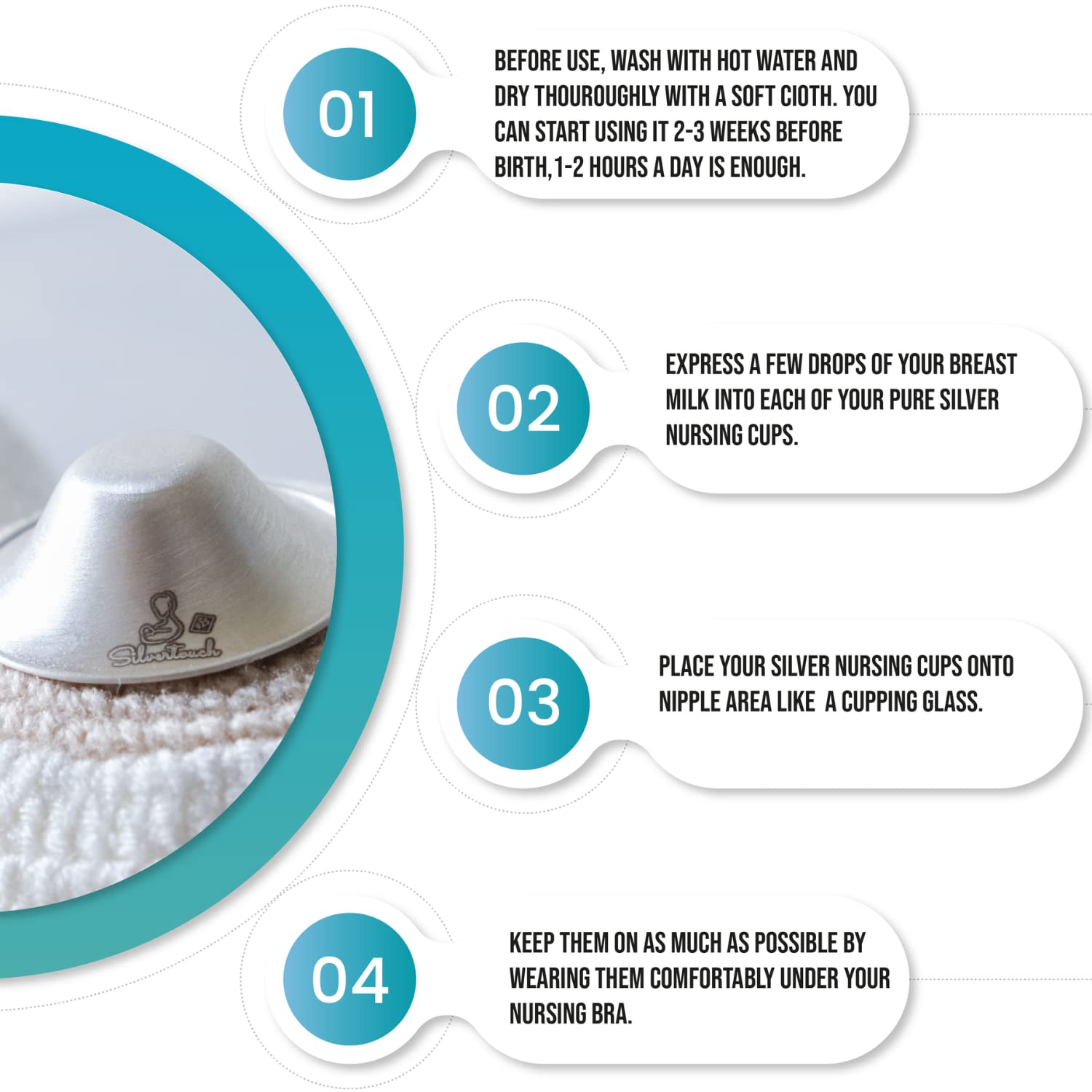 Premium 925 Silver Nursing Cups - Soft & Safe Nipple Shields for Breastfeeding Newborns | Comfortable Nipple Covers for Pain Relief | Essential Baby Registry Must-Haves (XL Size) - Perfect for New Moms & Breastfeeding Support