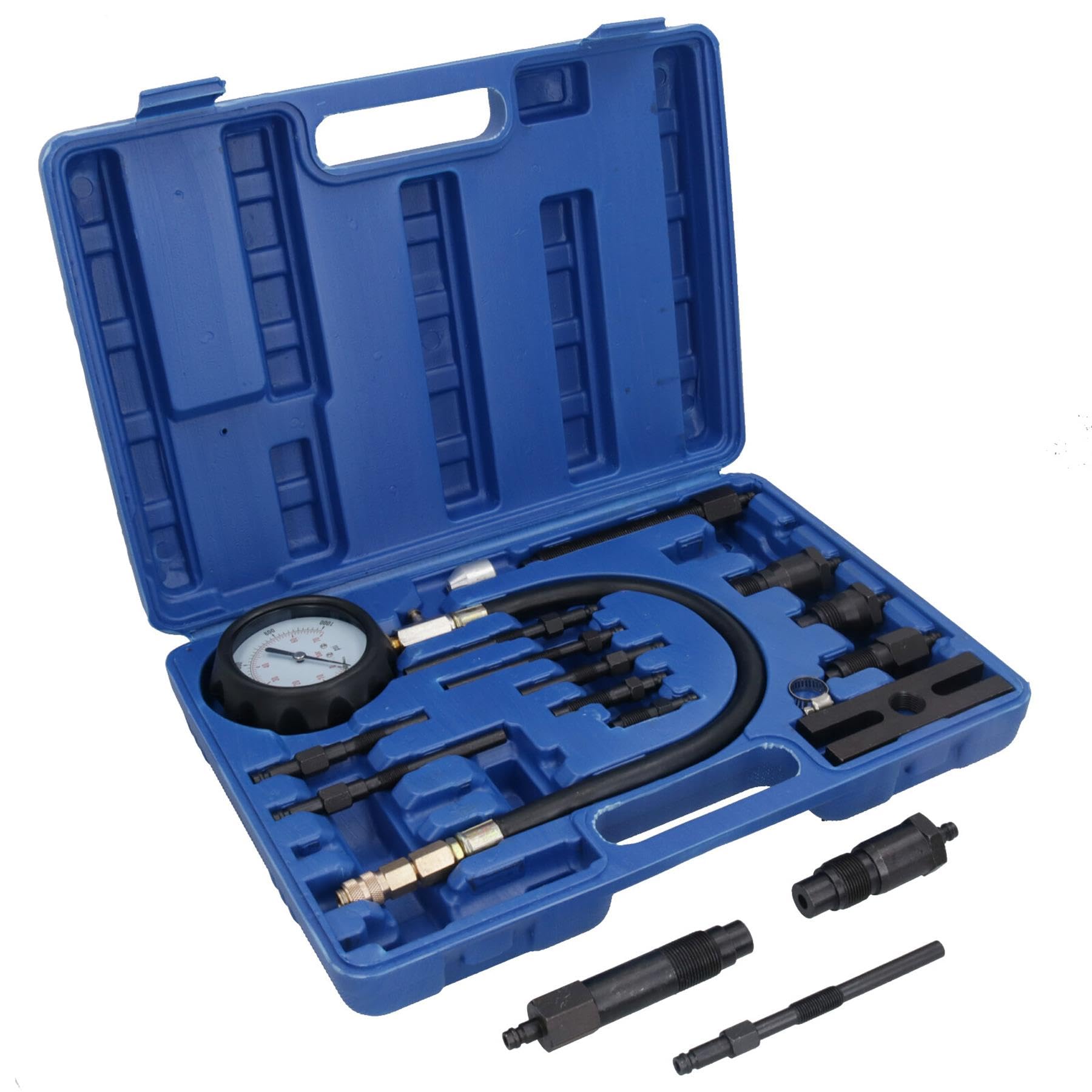Bergen AT433 Diesel Engine Compression Tester Kit - Professional Glow Plugs & Injectors Diagnostic Tool for Truck, Tractor & Heavy Equipment Maintenance