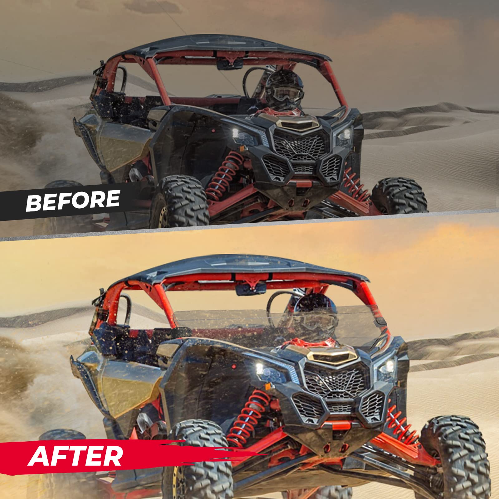 Kemimoto X3 Half Windshield for Can Am Maverick X3 XRS XDS Turbo R Max (2017-2025) - Clear Polycarbonate Front Windshield | Durable Off-Road Protection for UTV & Side-by-Side Adventures