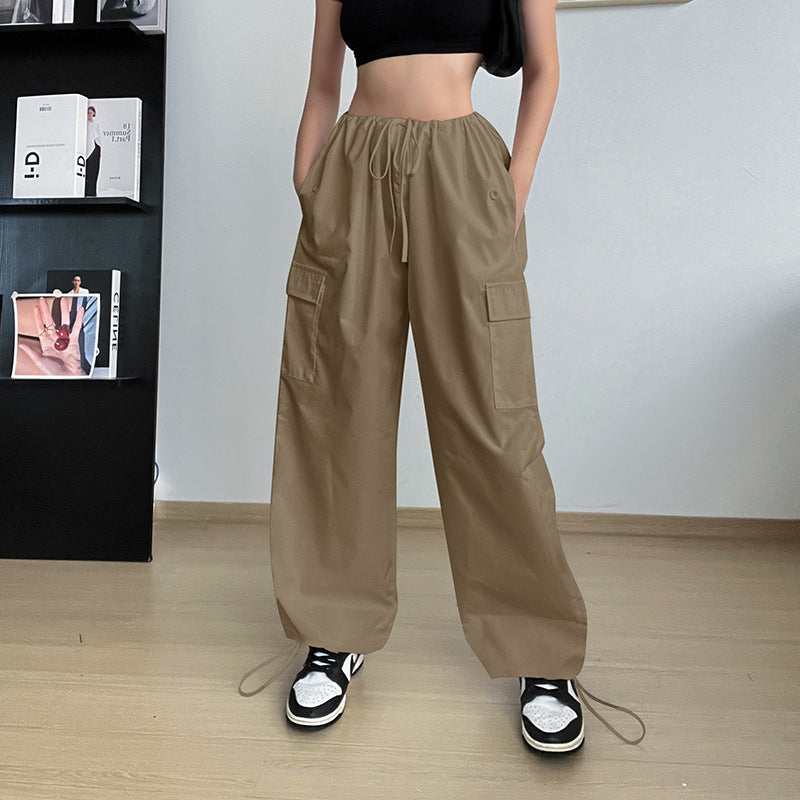 Women's Plus Size Wide Leg Loose Cargo Pants - High Waisted Straight Leg Trousers for Casual Wear, Work & Outdoor Activities