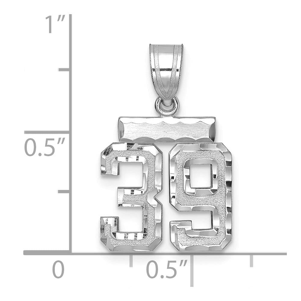 The Black Bow 14k White Gold Varsity Collection Small D/C Pendant Number 39 - Perfect for Graduation Gifts and Everyday Elegance