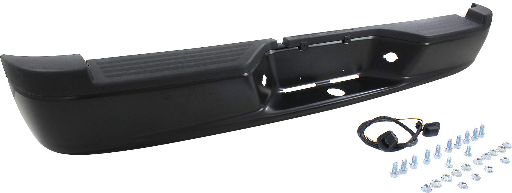 Evan Fischer Black Powdercoated Steel Step Bumper for 2005-2010 Dodge Dakota & 2006-2009 Mitsubishi Raider | Replacement for OEM #32016, 55077652AB-PFM, CH1103114 | Heavy-Duty Truck Protection & Off-Road Accessory