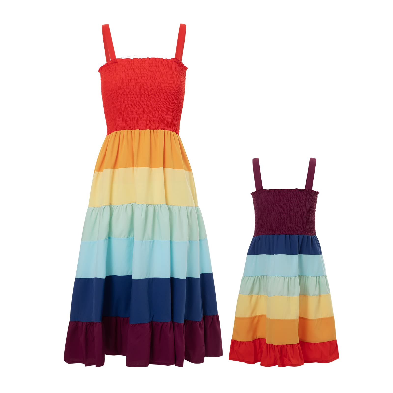 Mommy and Me Matching Dresses - Summer Rainbow Outfits for Women & Girls | Perfect for Family Photos, Beach Vacations & Special Occasions