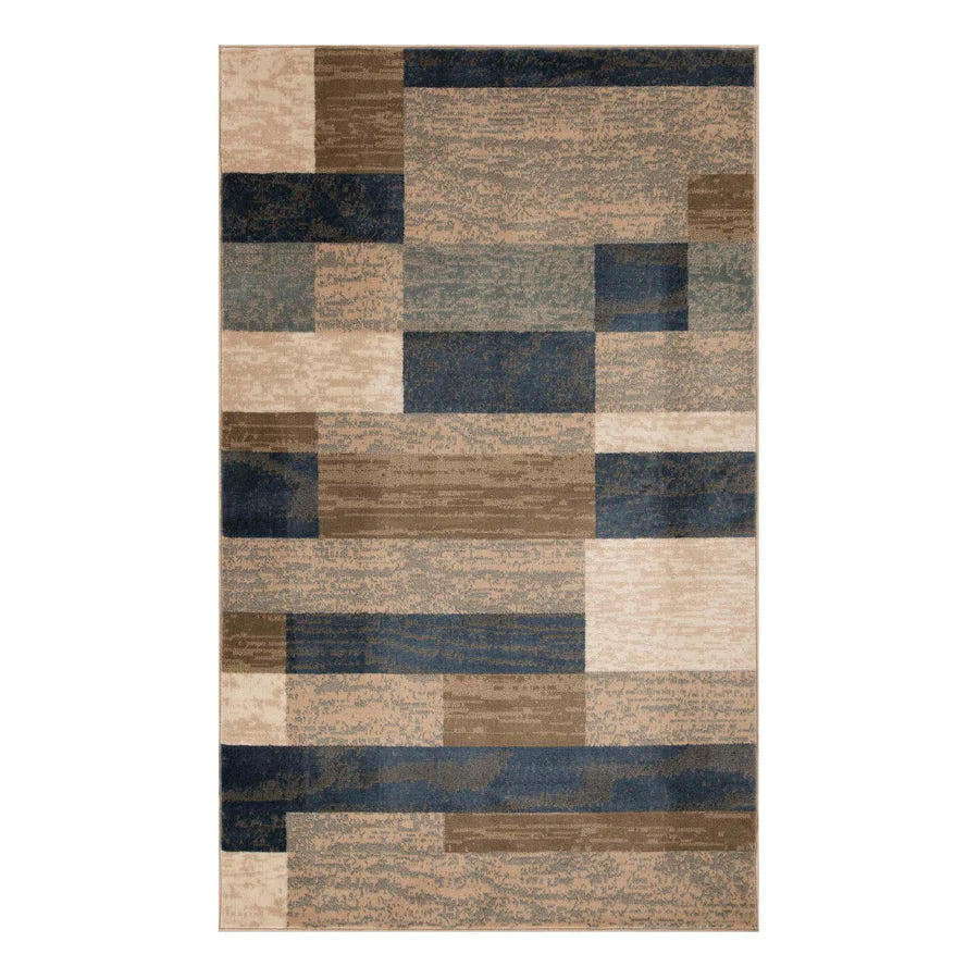 Stylish Rockwood Contemporary Geometric Patchwork Area Rug - Non-Slip Indoor Runner for Living Room, Bedroom & Office Decor