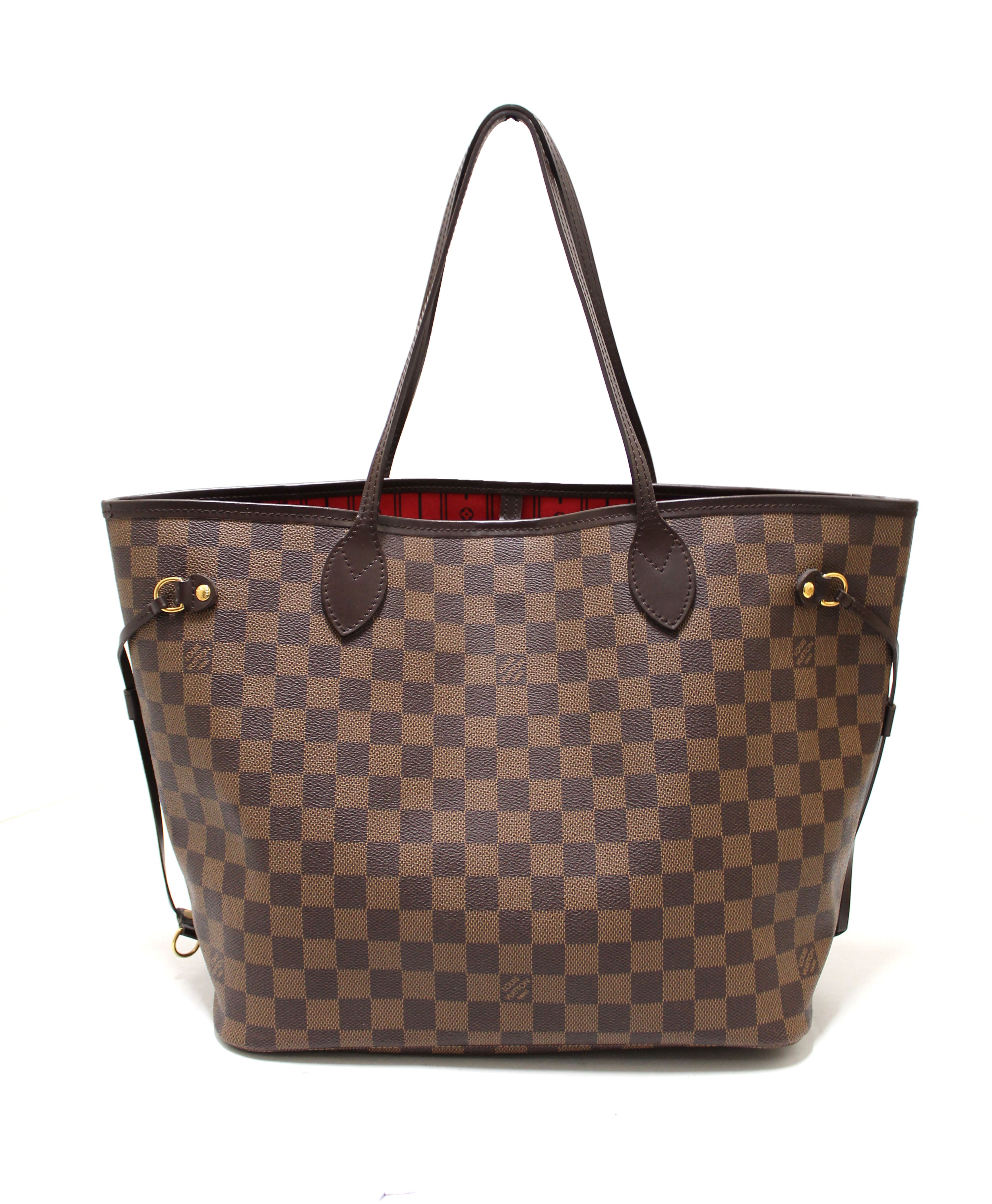 Authentic Louis Vuitton Damier Ebene Canvas Neverfull MM Tote Shoulder Bag for Women - Luxury Designer Handbag for Work, Travel & Everyday Use