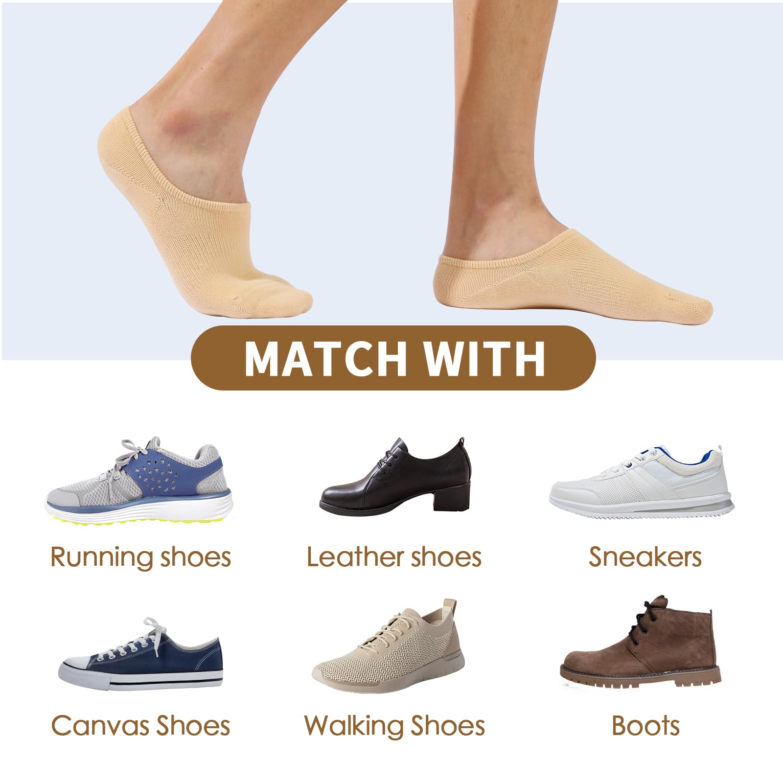 IDEGG No Show Socks for Women & Men - Low Cut Invisible Liner Socks with Anti-Slip Grip for Running, Athletic & Casual Wear - Perfect for Sneakers, Loafers and Boat Shoes