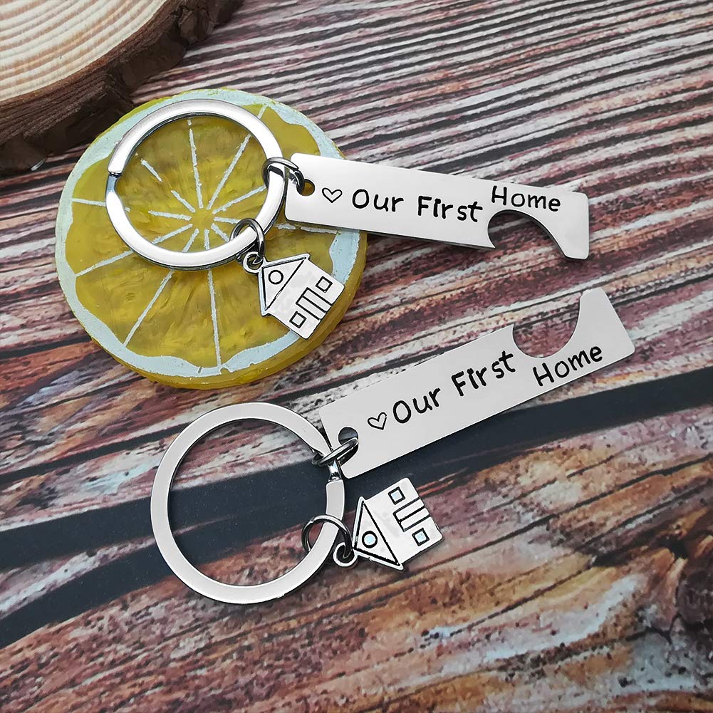 Vadaka Our First Home Keychains - 2 Pack Housewarming Gift for New Homeowners, Realtor Closing Gifts, Moving in Present - Perfect for House Keys, New Home Celebrations & Real Estate Agent Gifts