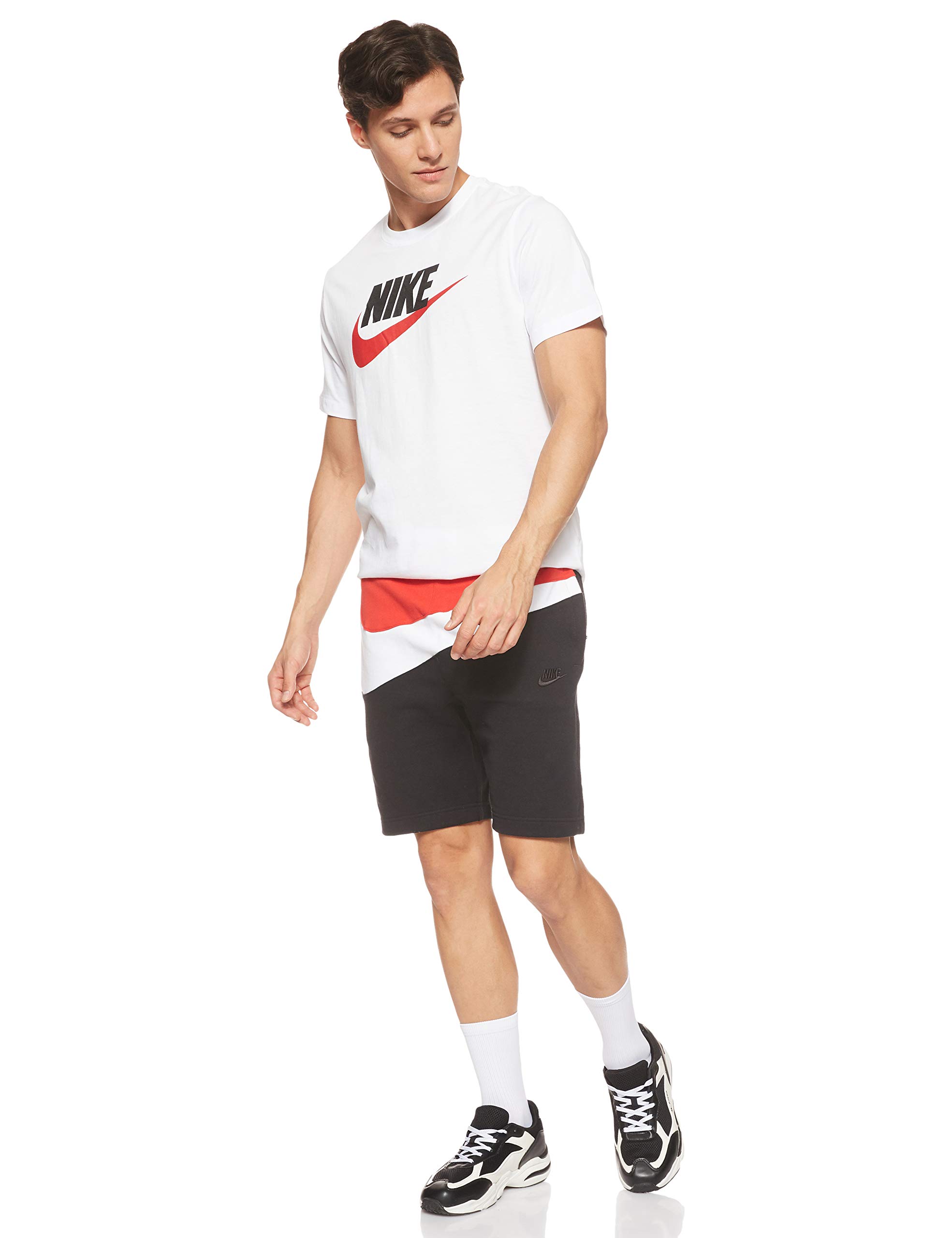 Nike Men's NSW Large Swoosh HBR Shorts AR3161-091 - Size 2XL, Black - Comfortable Athletic Shorts for Running, Gym Workouts & Casual Wear