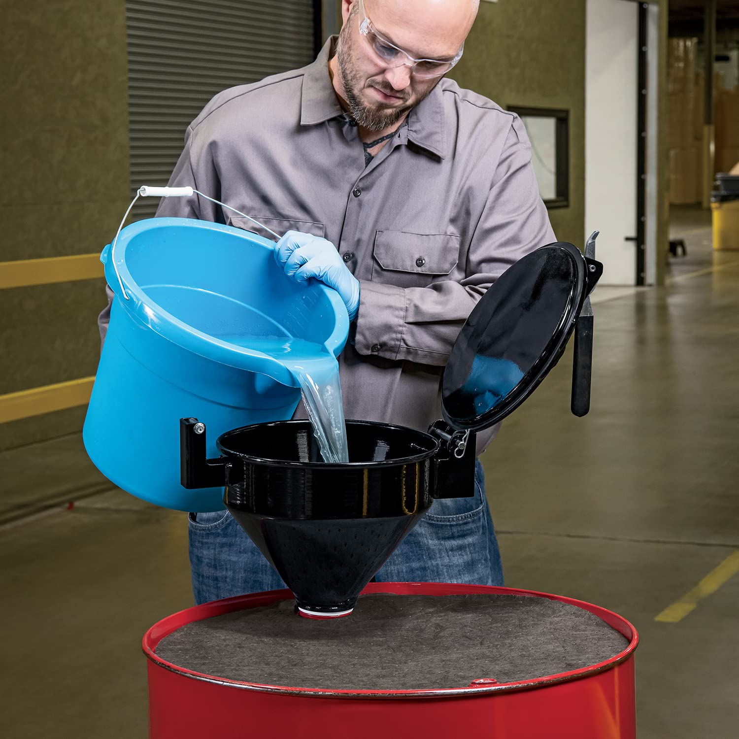 PIG Drum Funnel - Burpless Steel Drum Funnel for 20-55 Gallon Plastic or Steel Drums with 2