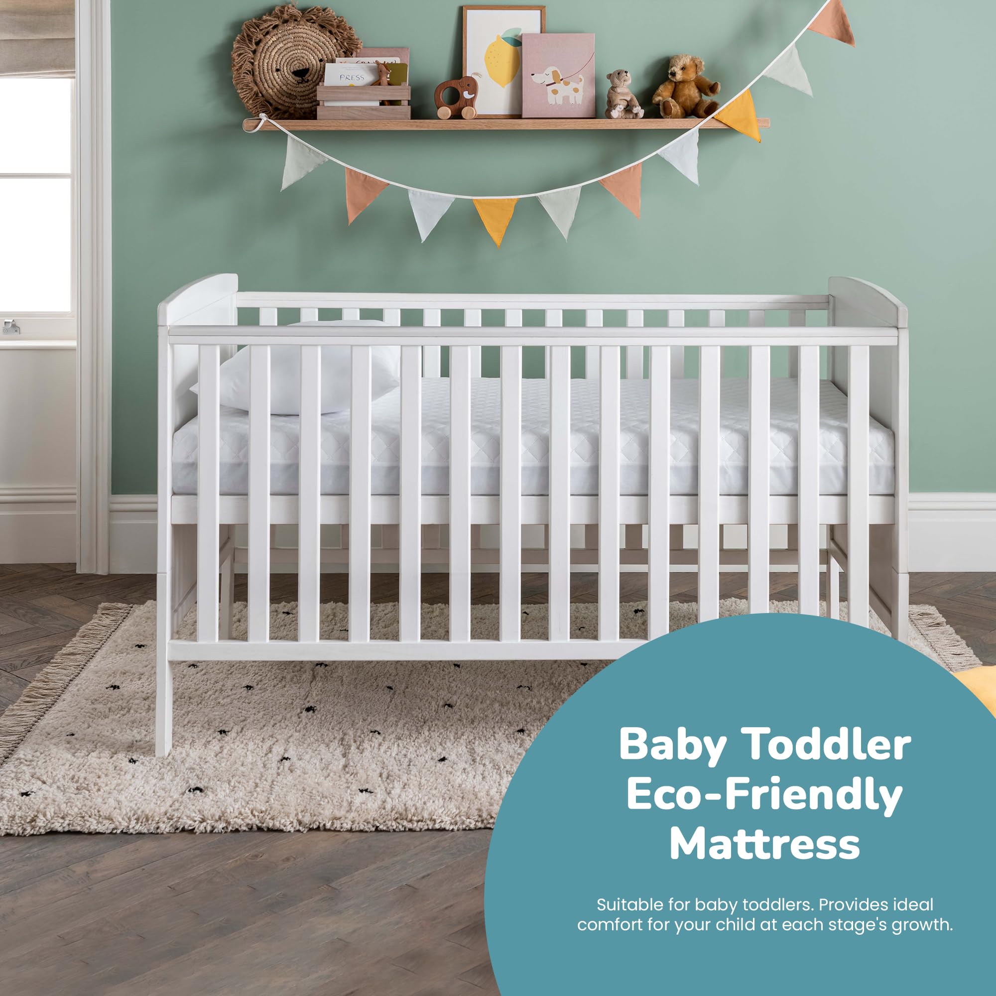 Night Comfort Ultra Breathable Baby Cot Mattress - Hypoallergenic & Waterproof with Removable Washable Cover (47