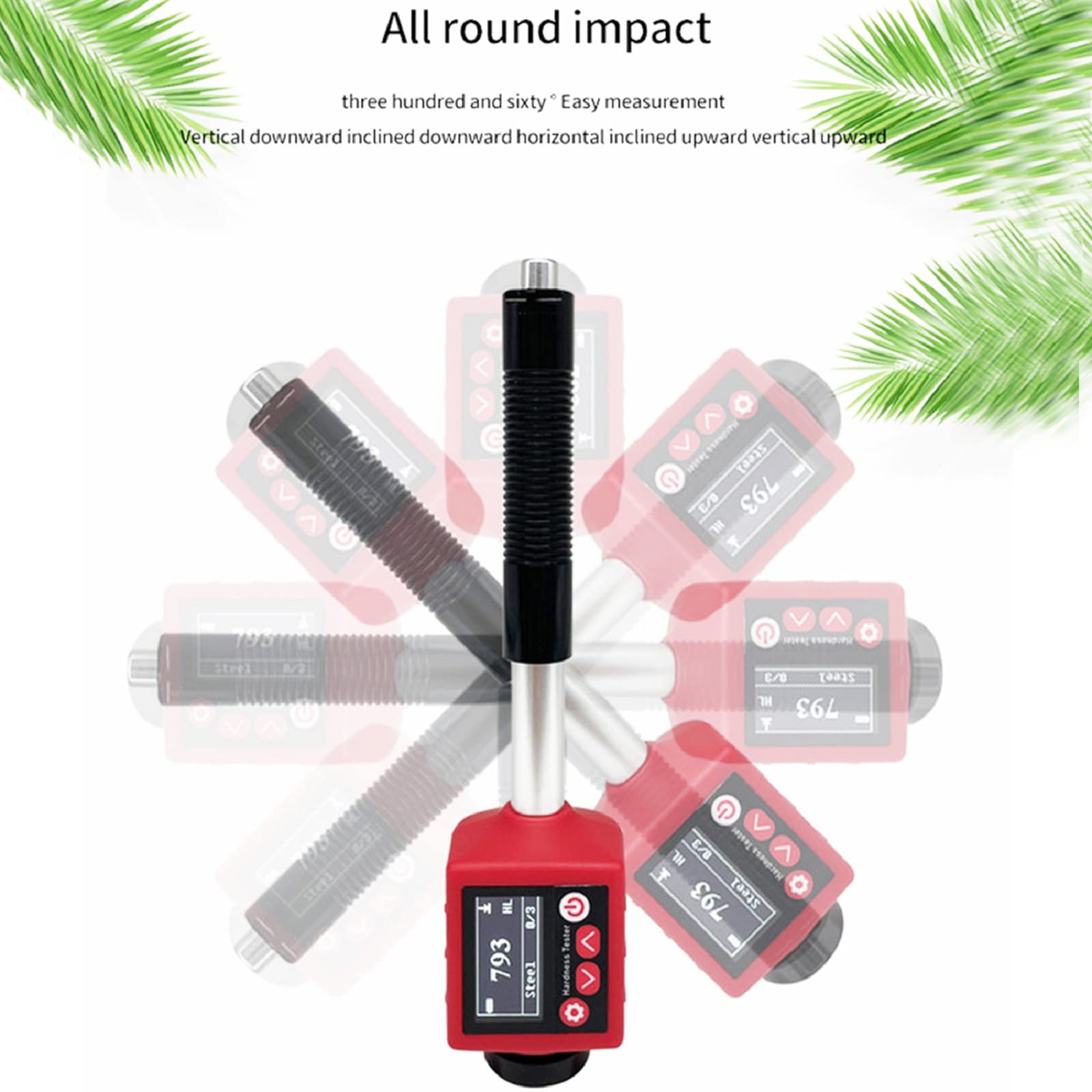 6-in-1 Leeb Hardness Tester with D Type Impact Device - Measures HL, HV, HB, HRC, HRB, HRA, HS for Metal & Steel (170-960 HLD) | Rechargeable Lithium Battery | Ideal for Industrial Quality Control & Material Testing