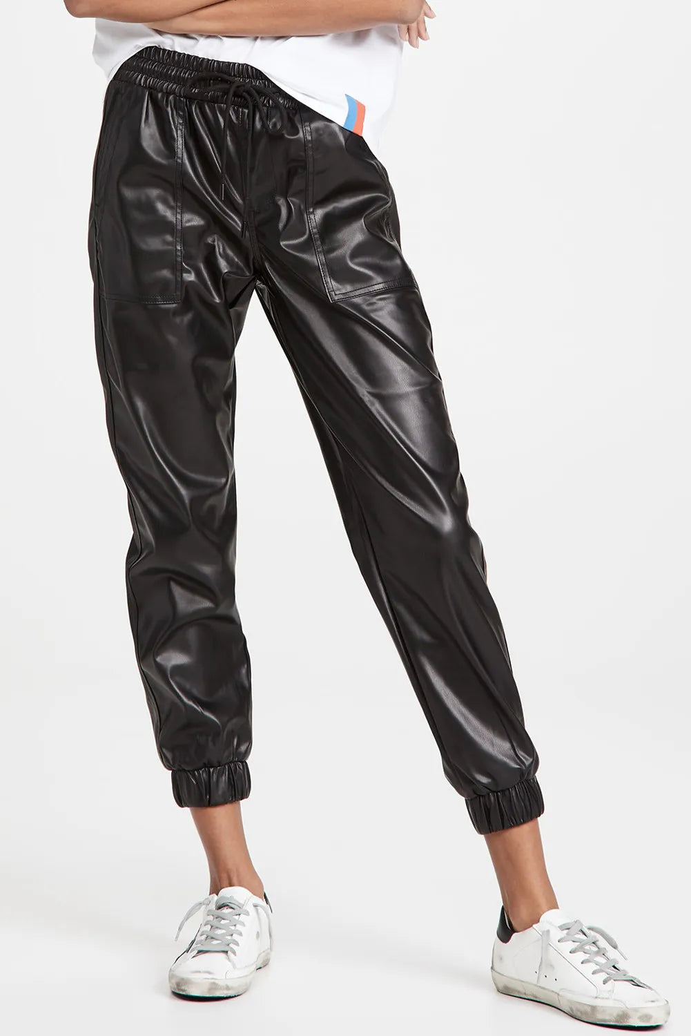 Stylish Drawstring PU Leather Resort Pants with Pockets - Comfortable Lounge & Vacation Wear for Men & Women | Perfect for Beach, Travel, and Relaxation