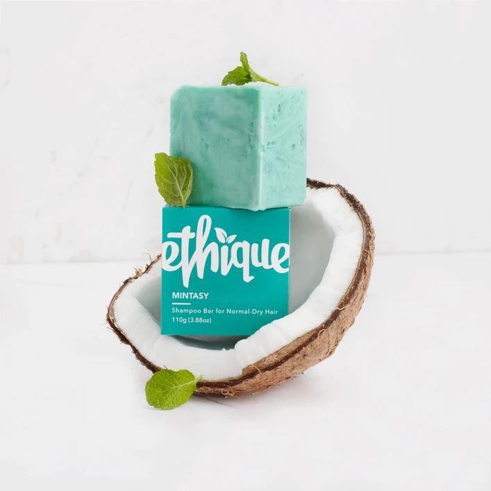 Ethique Solid Shampoo Bar Mintasy for Normal to Dry Hair - Vegan, Plastic-Free Hair Care for Sustainable Bathroom Routine