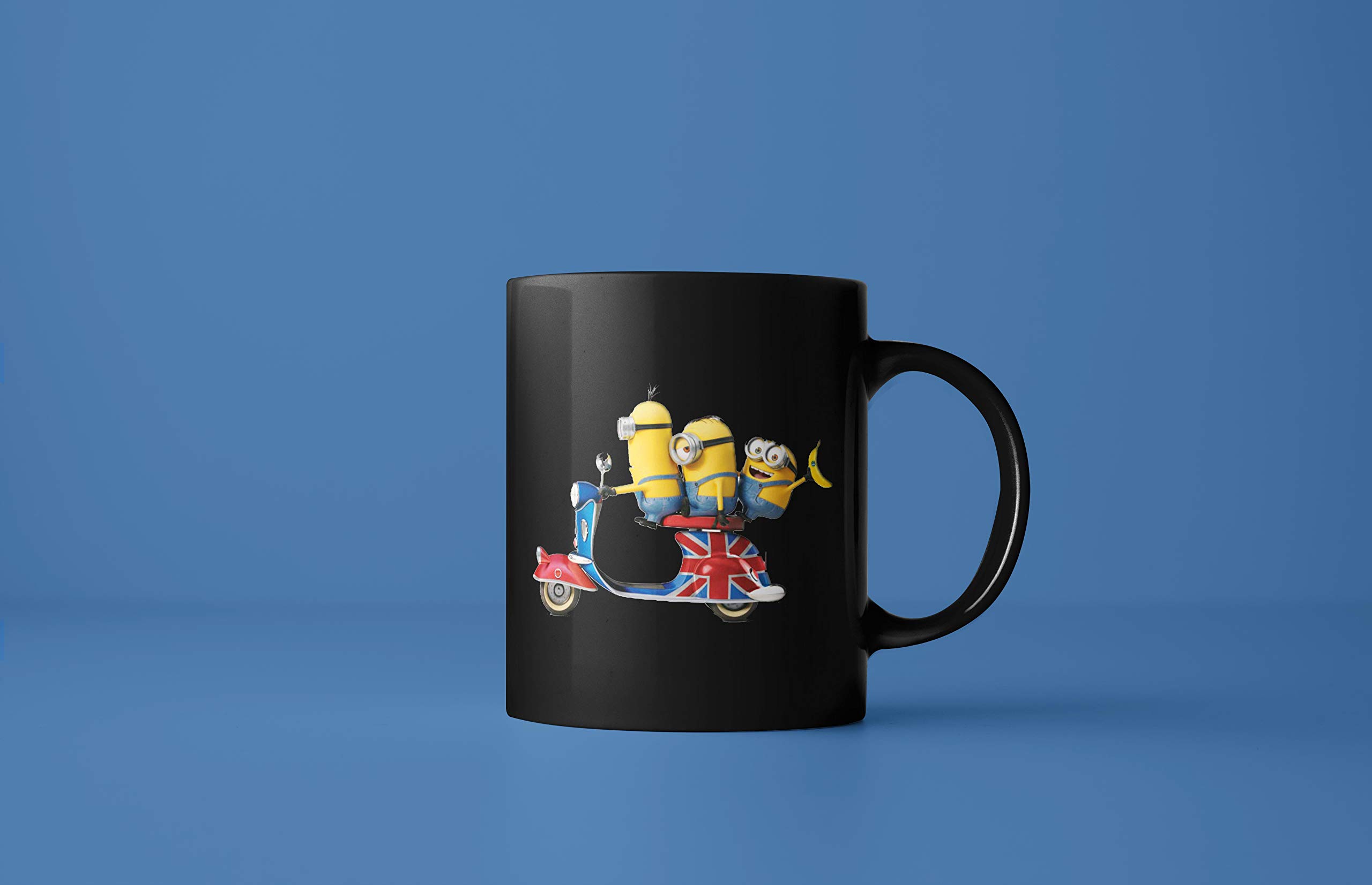 Gen7 Black Minion Scooter Ride Ceramic Coffee Mug - 350ml Printed Funny Minions Design for Hot & Cold Drinks - Perfect for Office, Home, or Gifts