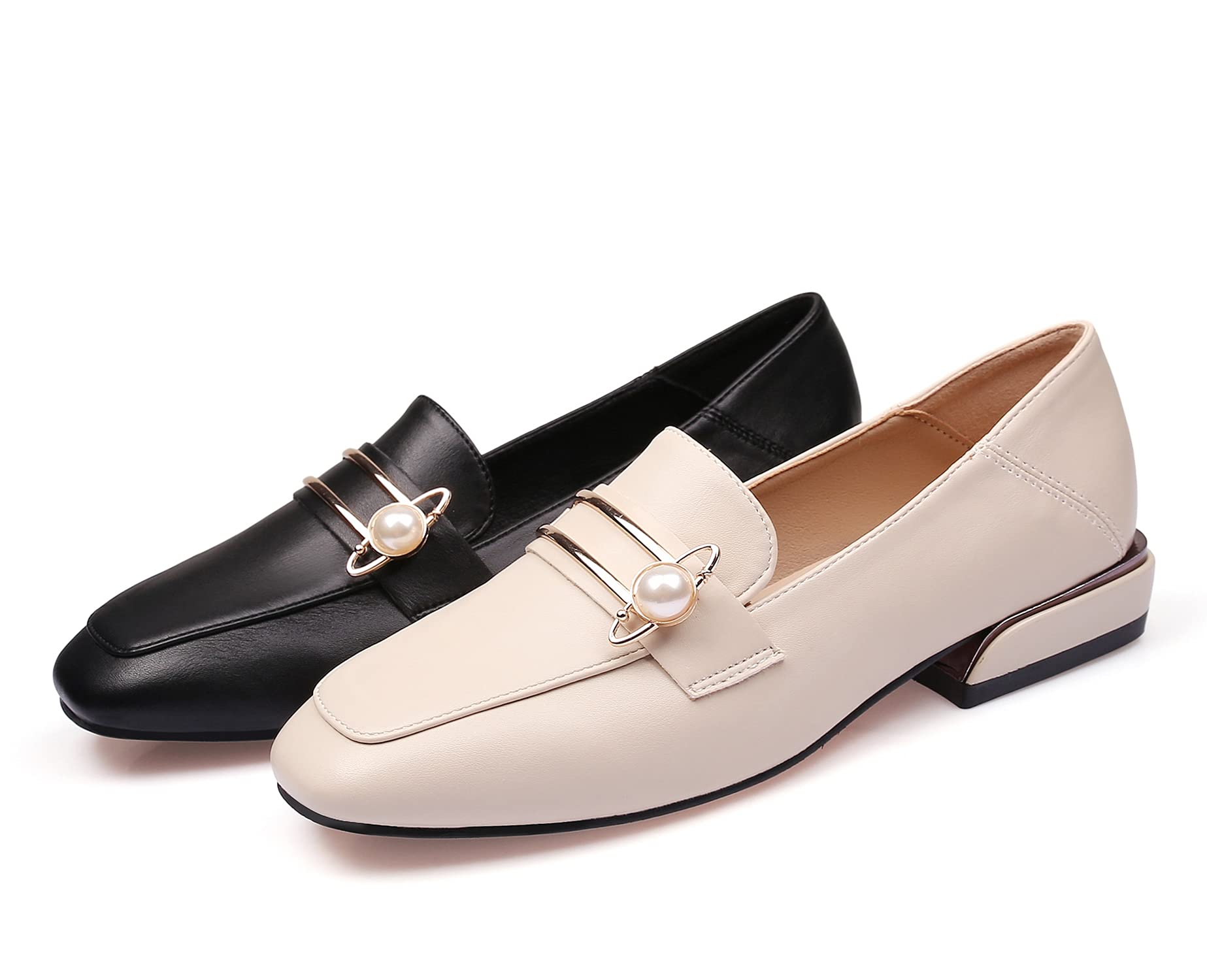 Mininshion Women's Penny Loafers Casual Heel Flats - Comfortable Slip-On Shoes for Work & Travel, Beige US 5.5 | Perfect for Office, Walking & Everyday Wear