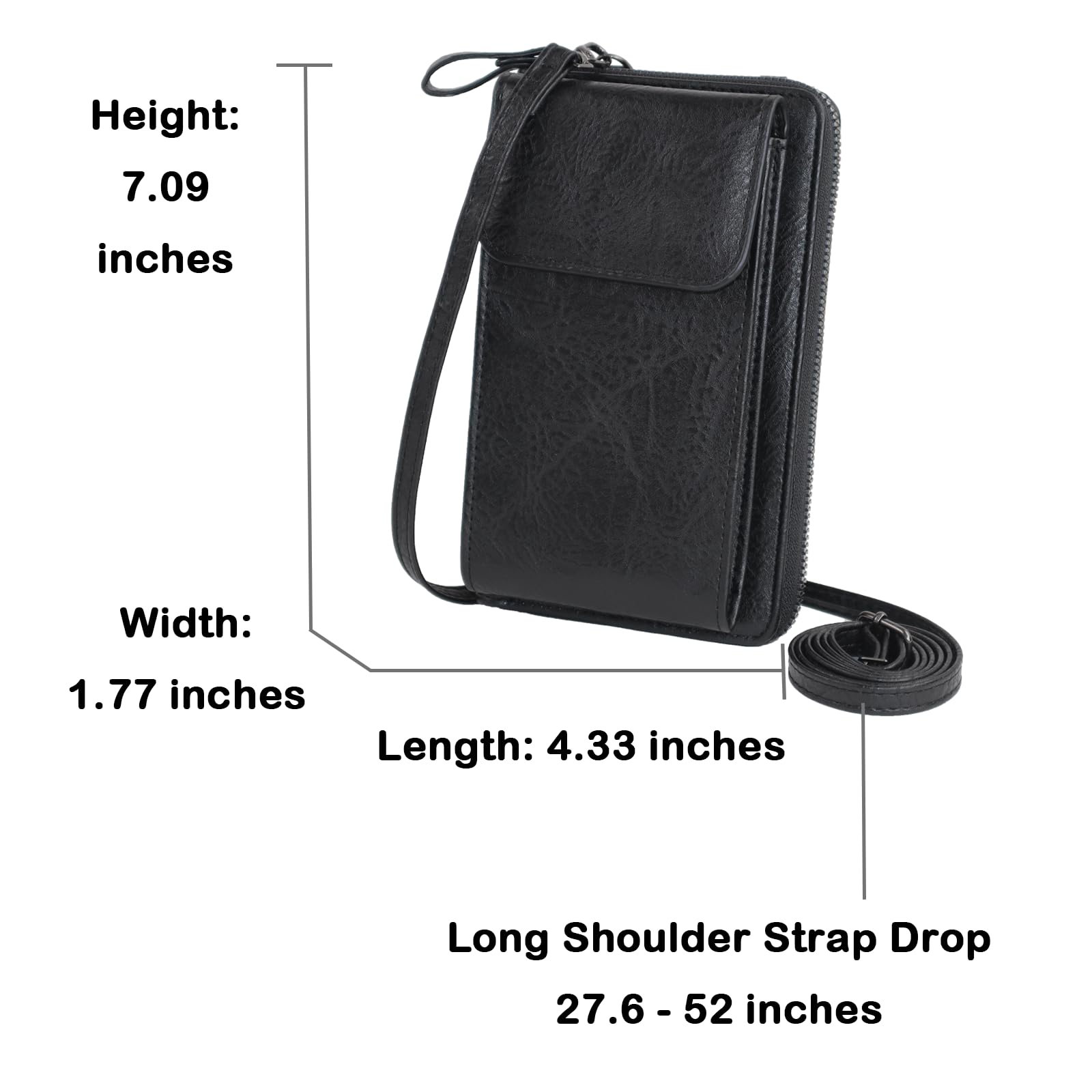 Women's Small Crossbody Bag with Credit Card Slots - Stylish Cell Phone Purse & Wallet (Black) | Perfect for Everyday Use, Travel, Shopping & Running Errands