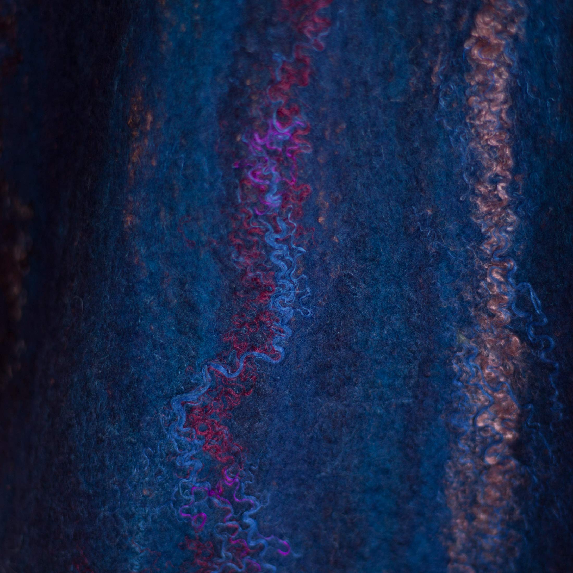 Premium Nuno Felt Scarf - Dark Blue Navy Wool Blend Wrap for Women | Warm Winter Shawl, Fashionable Silk-Like Stole for Evening & Office Wear | Perfect for Fall, Spring & Special Occasions