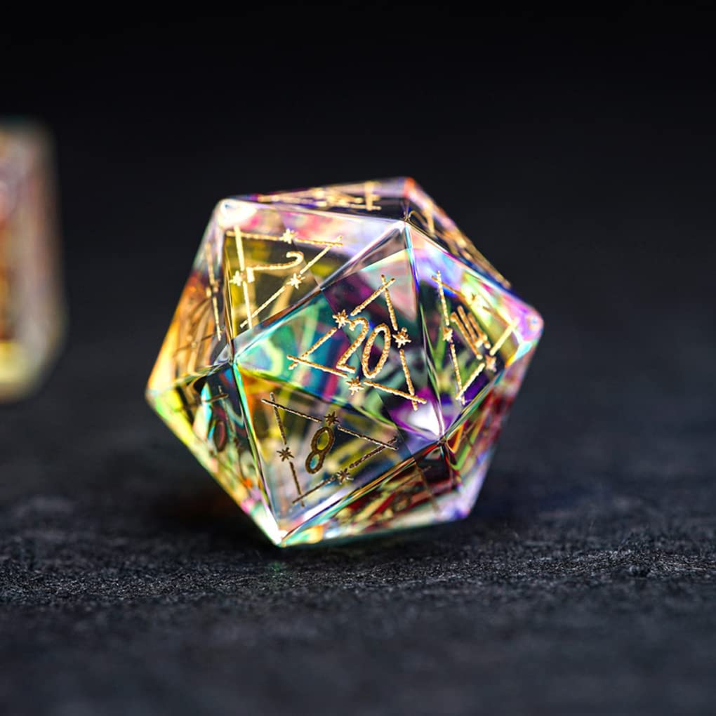 Wemune Symphony Crystal Polyhedral DND Dice Set - 7-Piece RPG Dice for Dungeons & Dragons, Tabletop Games, TRPG | Perfect for Game Nights, Fantasy Roleplaying & Creative Gifts (Includes D20)