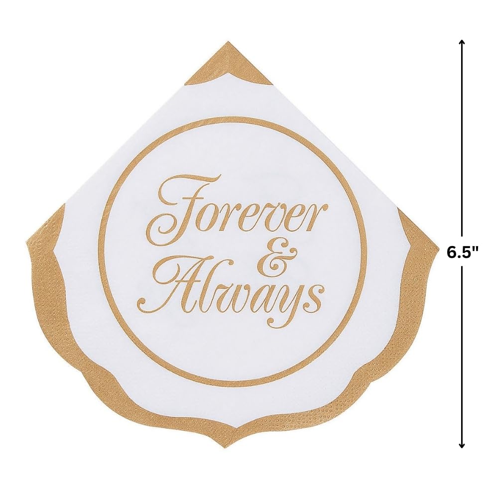 Forever & Always Scallop Lunch Napkins - 16-Piece Set - Elegant Party Supplies for Weddings, Birthdays & Special Events