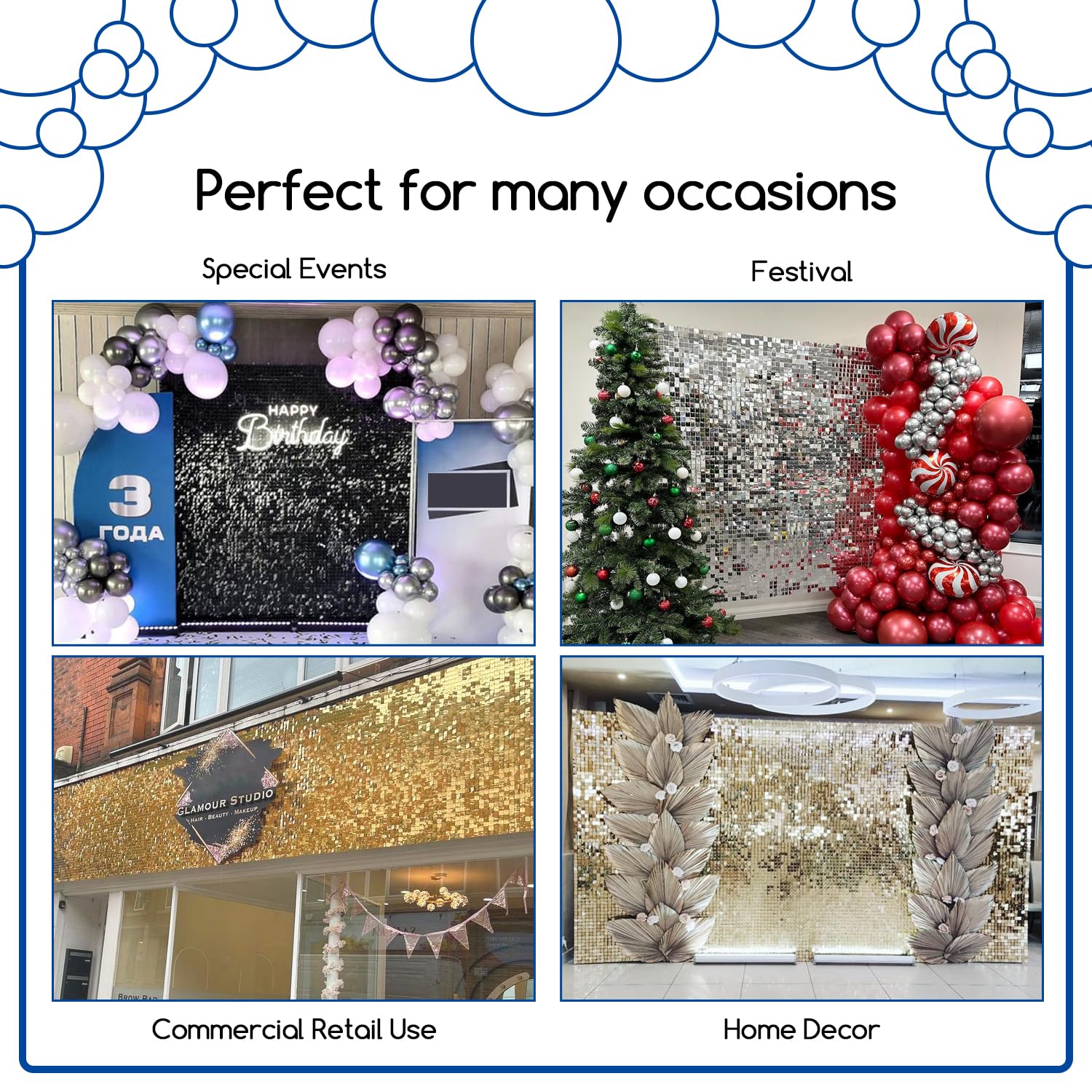 24PCS Rose Gold Sequin Backdrop Panels - COKAOBE Shimmer Wall Decoration for Birthday, Wedding, Anniversary & Engagement Photos | Elegant Party Decor & Event Background