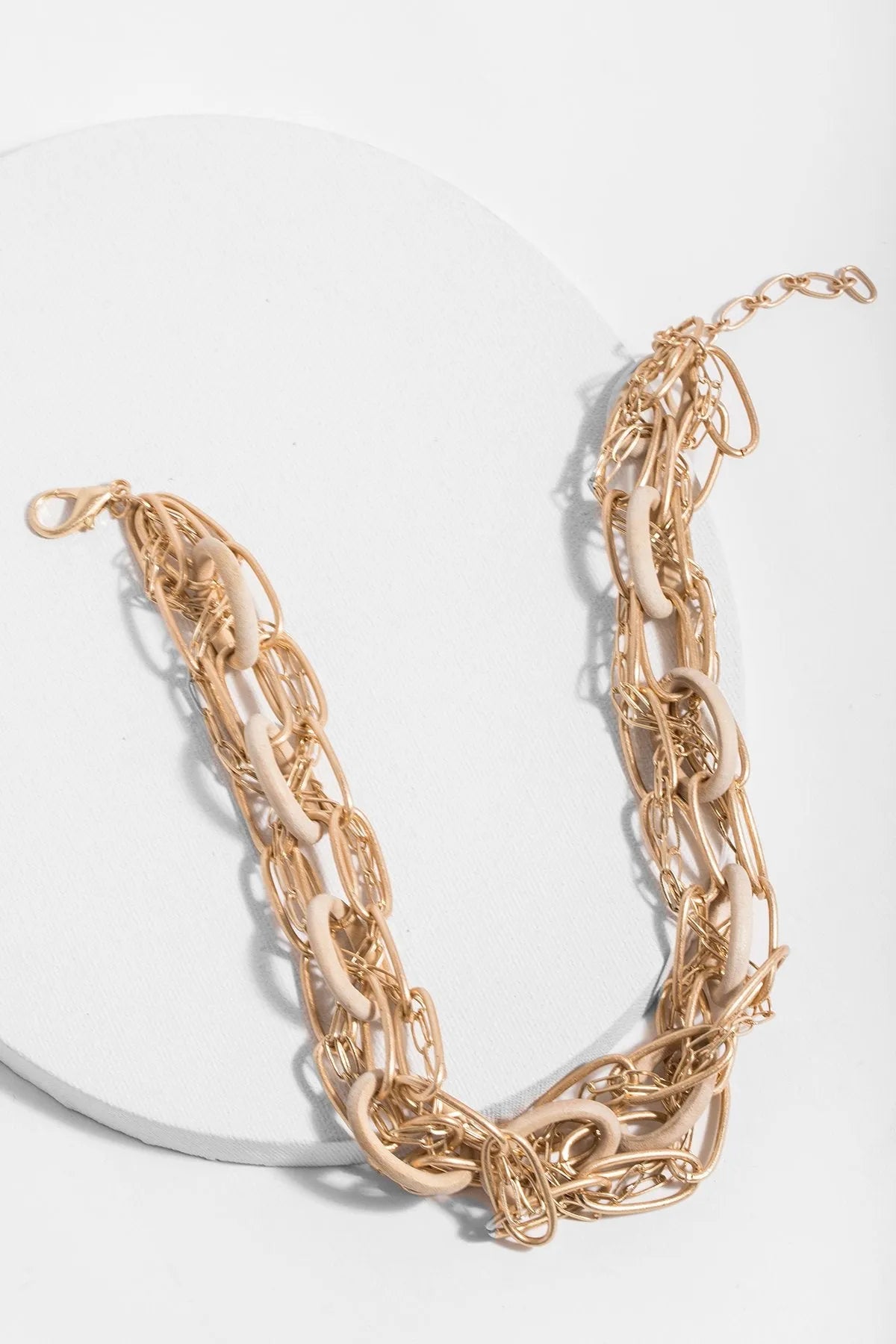 Chunky Gold and Wood Chain Necklace for Women - Stylish Boho Layering Jewelry - Perfect for Casual Outfits, Festivals, and Everyday Wear