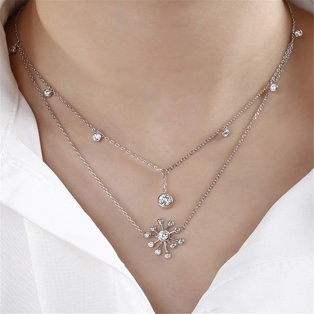 Jeulia Sterling Silver Dandelion Necklace for Women - Elegant Layered Pendant Gift for Girlfriend, Wife, Engagement, Wedding, Anniversary or Birthday (Includes Jewelry Box) | Perfect for Romantic Occasions, Special Celebrations & Everyday Wear