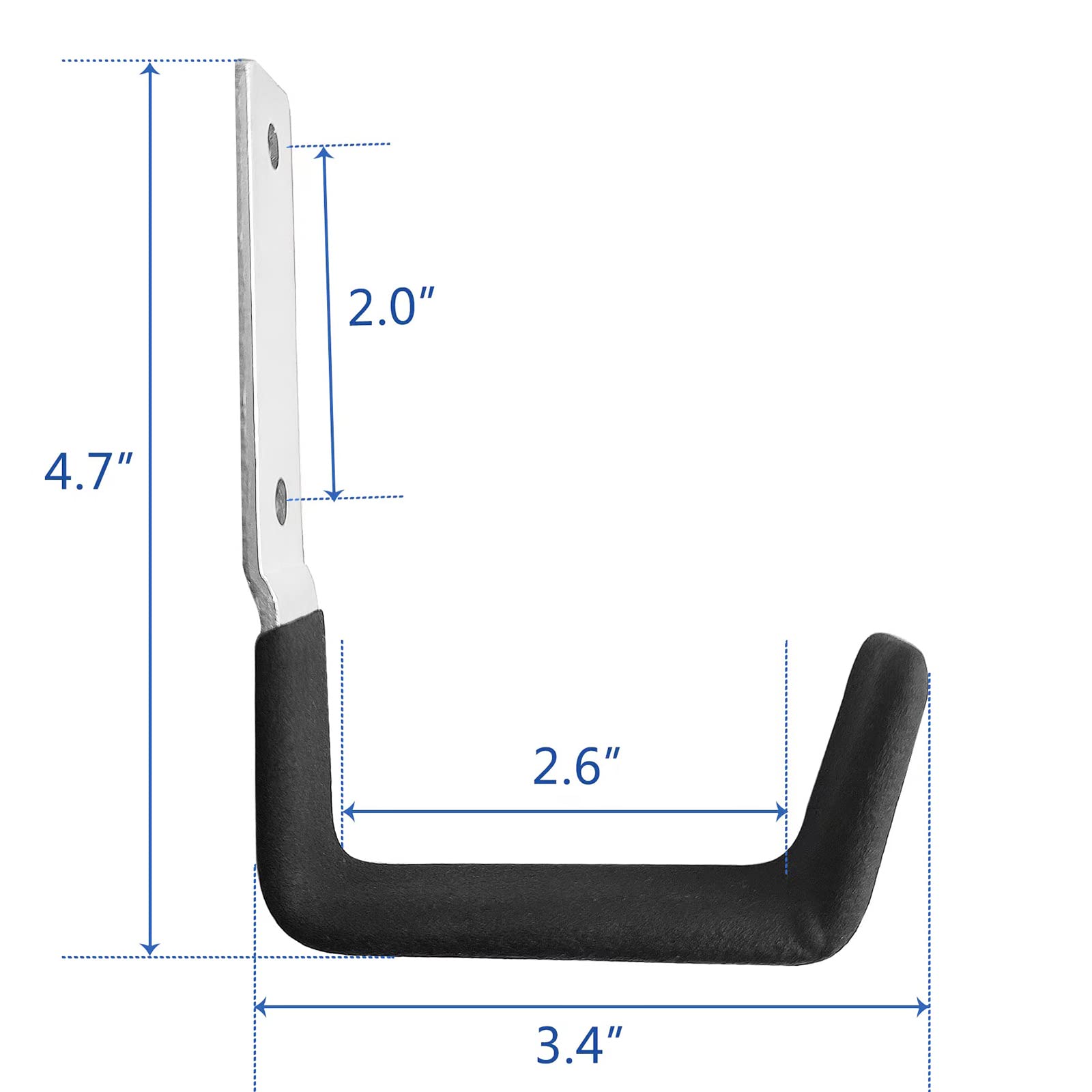 Heavy Duty Steel Hooks - 2 Pack Wall Mounted U Hooks for Garage Storage, Garden Tool Organizer & Home Utility Hanging - Perfect for Organizing Tools, Keys, Coats & Outdoor Gear