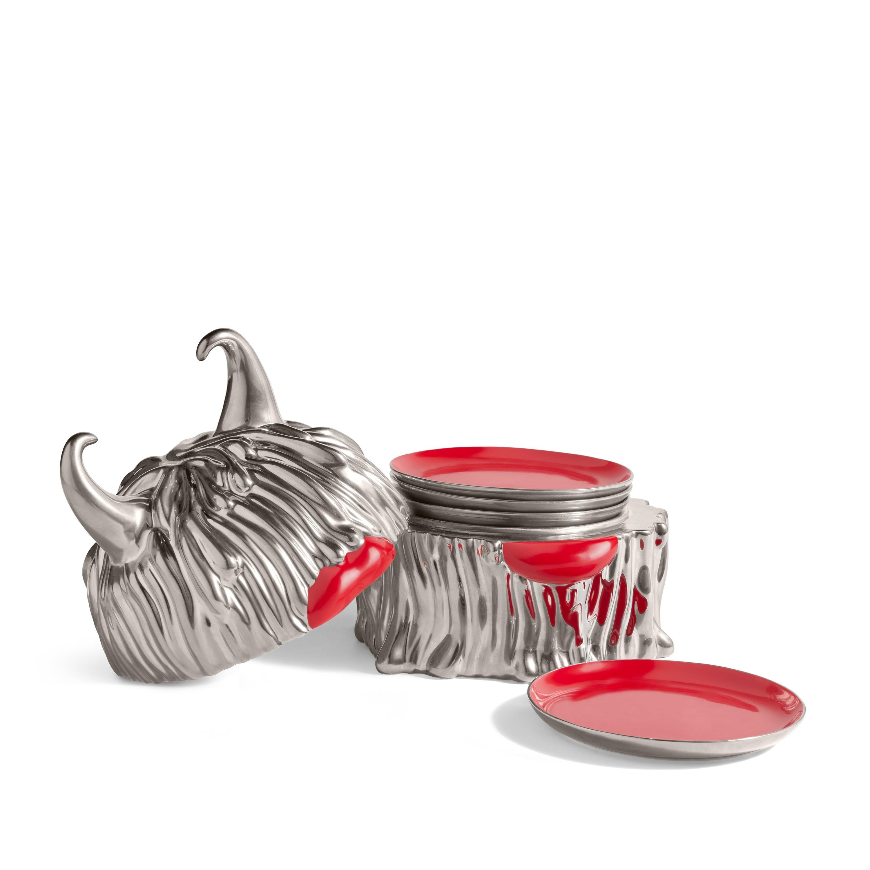 Premium Haas Lynda Box with 4 Silver Plates - Elegant Serving Set for Dinner Parties, Home Decor & Gift Giving