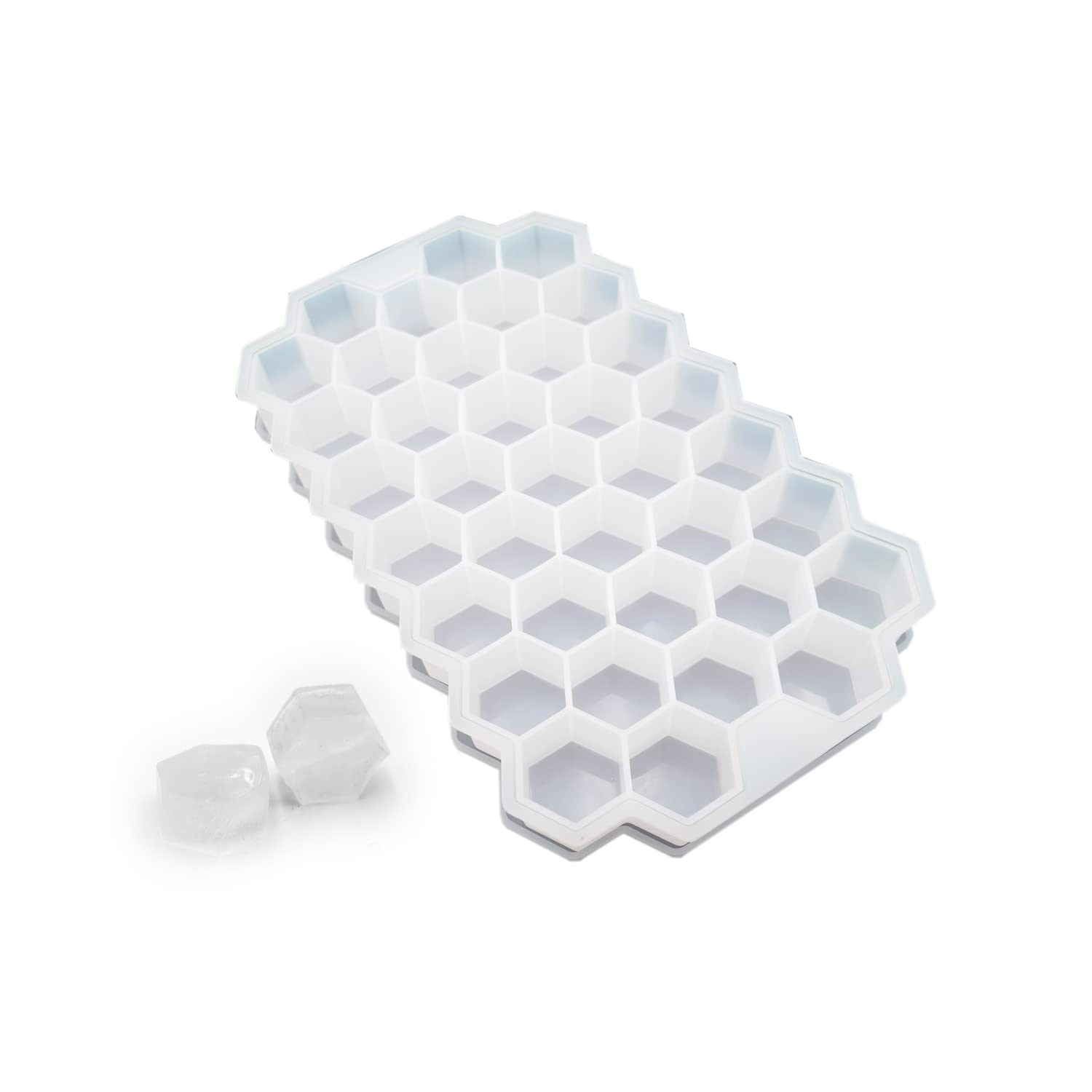 Silicone Ice Cube Tray - Easy Release 36 Small Nugget Ice Tray with Spill-Proof Cover & Storage Bucket, Flexible Ice Cube Molds with Container (White) - Perfect for Cocktails, Iced Coffee & Home Bar Use