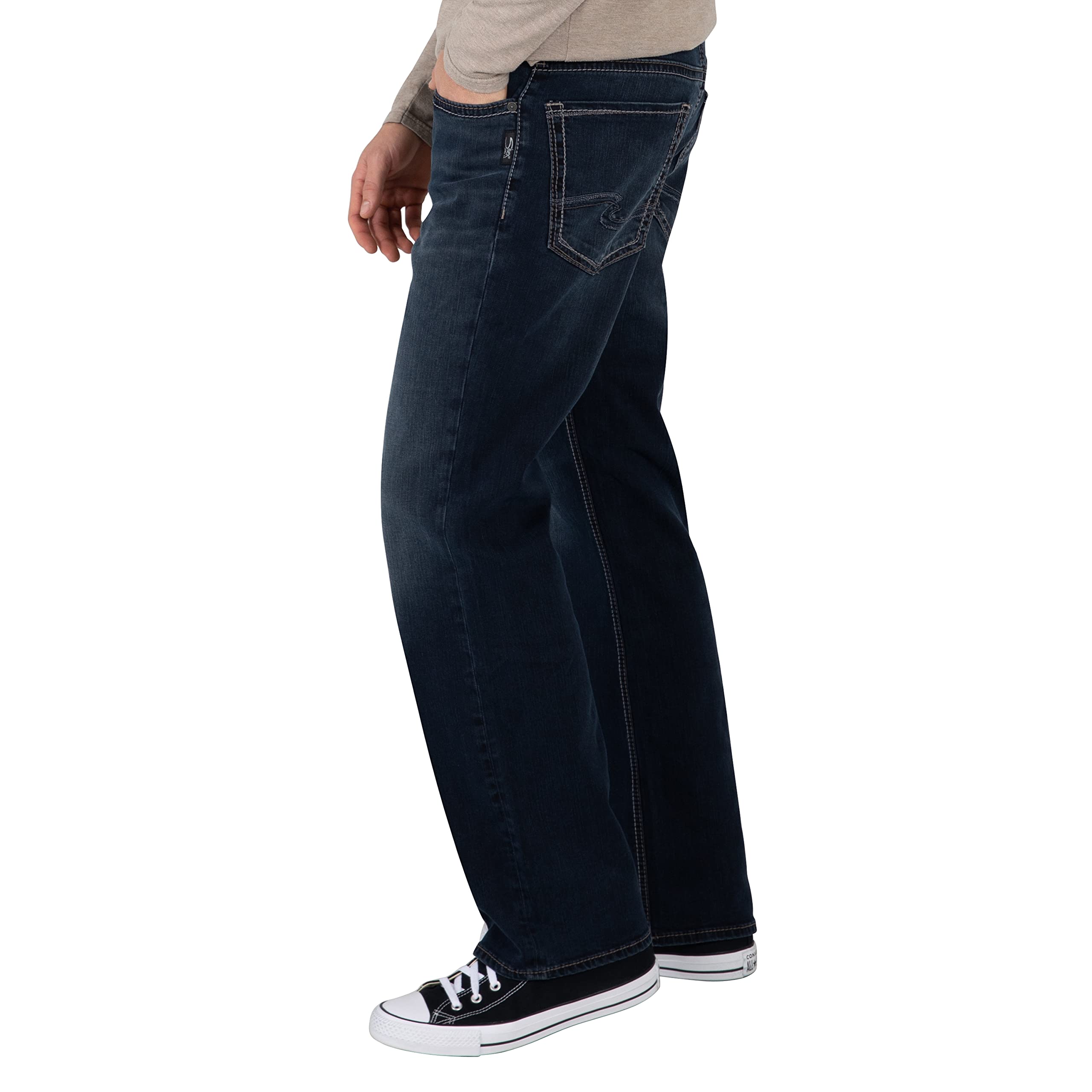 Silver Jeans Co. Men's Zac Relaxed Fit Straight Leg Jeans - Comfortable Denim Pants for Casual Wear & Everyday Use | Perfect for Work, Weekend Outings & Relaxing