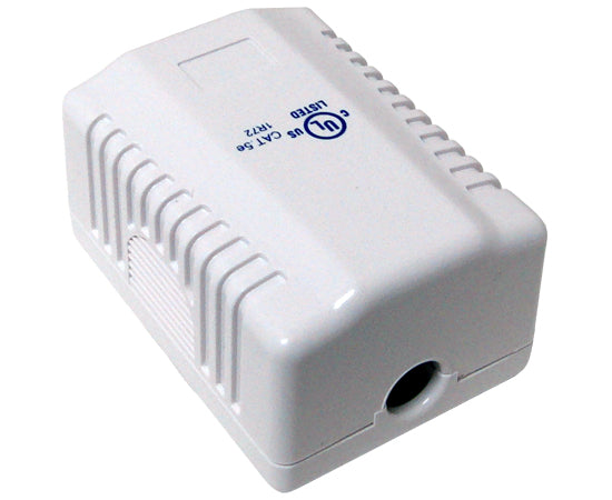 CAT5E Surface Mount Box - 1 Port & 2 Port Options - Pre-Wired Universal Enclosure (White) for Home & Office Network Installations