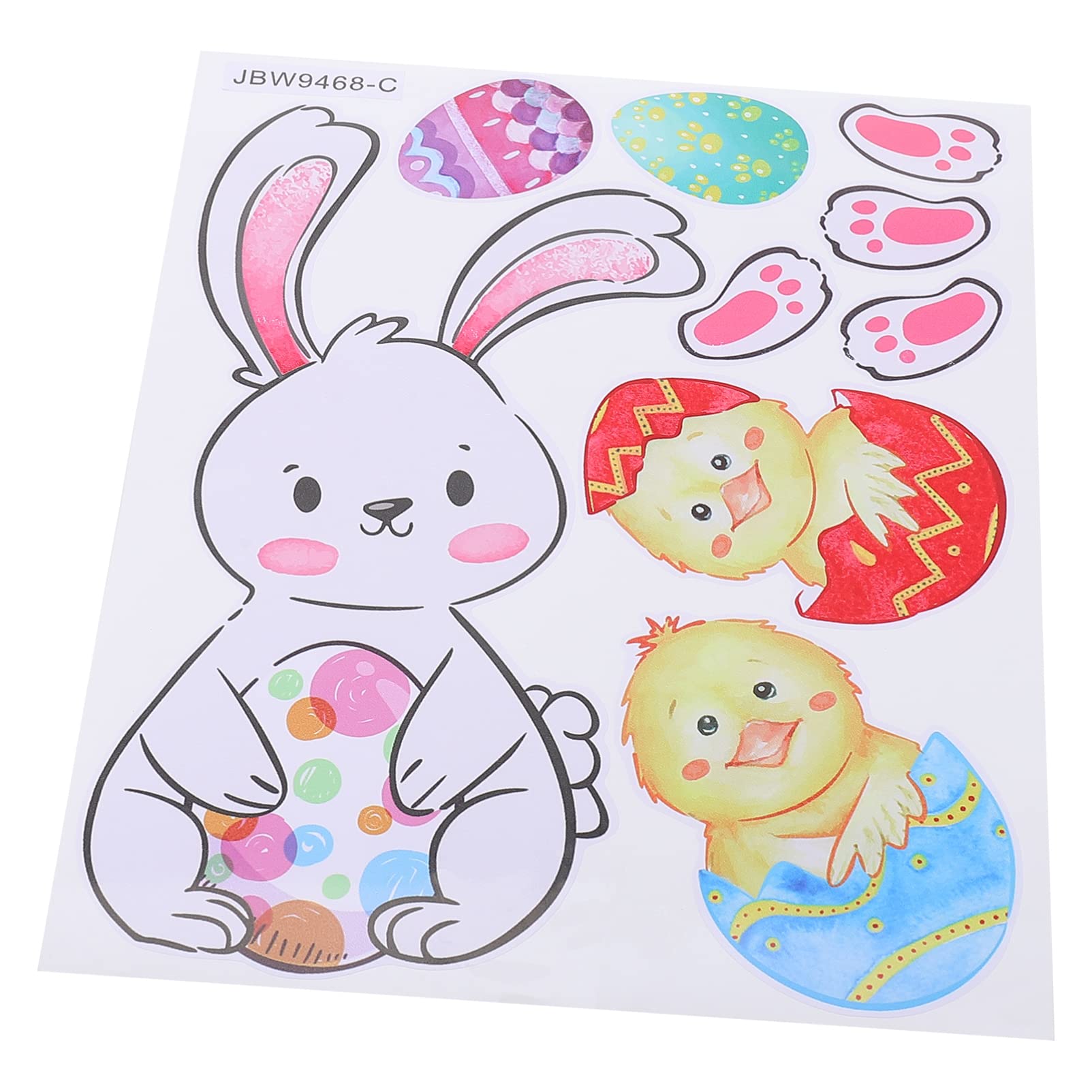 Easter Bunny Egg Wall Decals - 1 Sheet Cartoon Rabbit Window & Fridge Clings - Easter Home Decor for Living Room, Bedroom, Kids Room - Perfect for Spring Party, Holiday Decorations & Nursery Wall Stickers