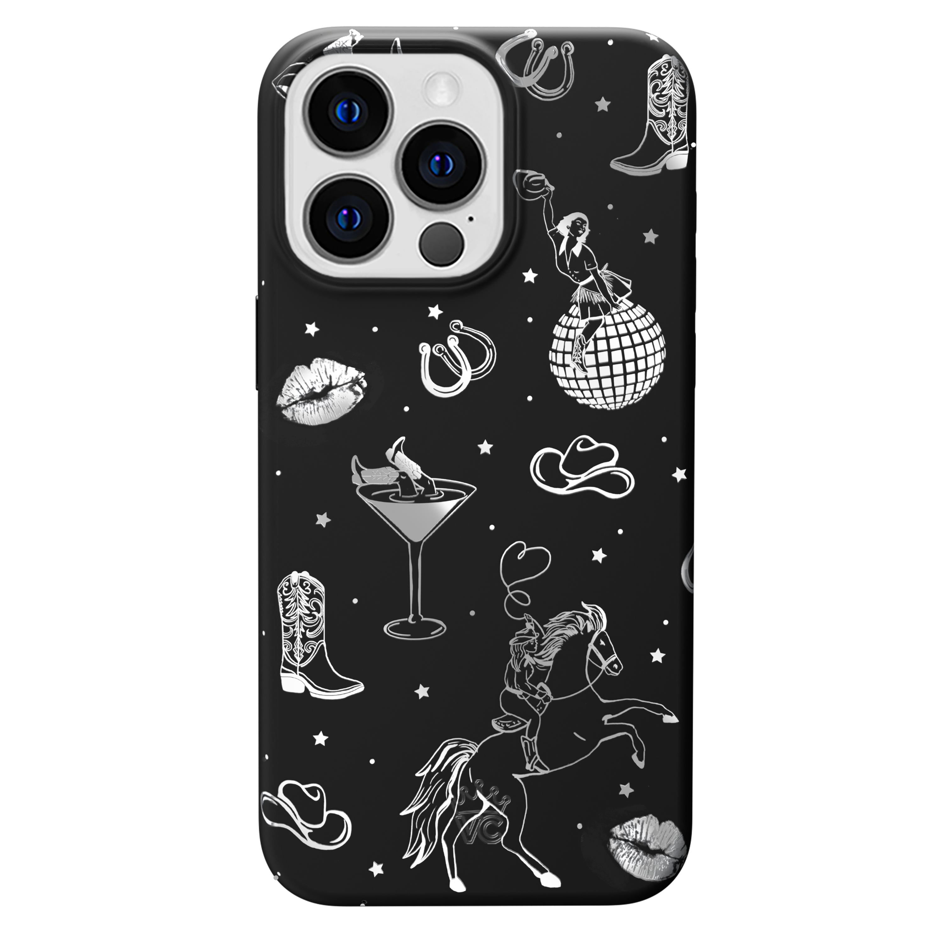 Disco Cowgirl iPhone Case - Trendy Rhinestone Protective Cover for iPhone 13/14/15 Pro Max - Perfect for Music Festivals & Western Parties