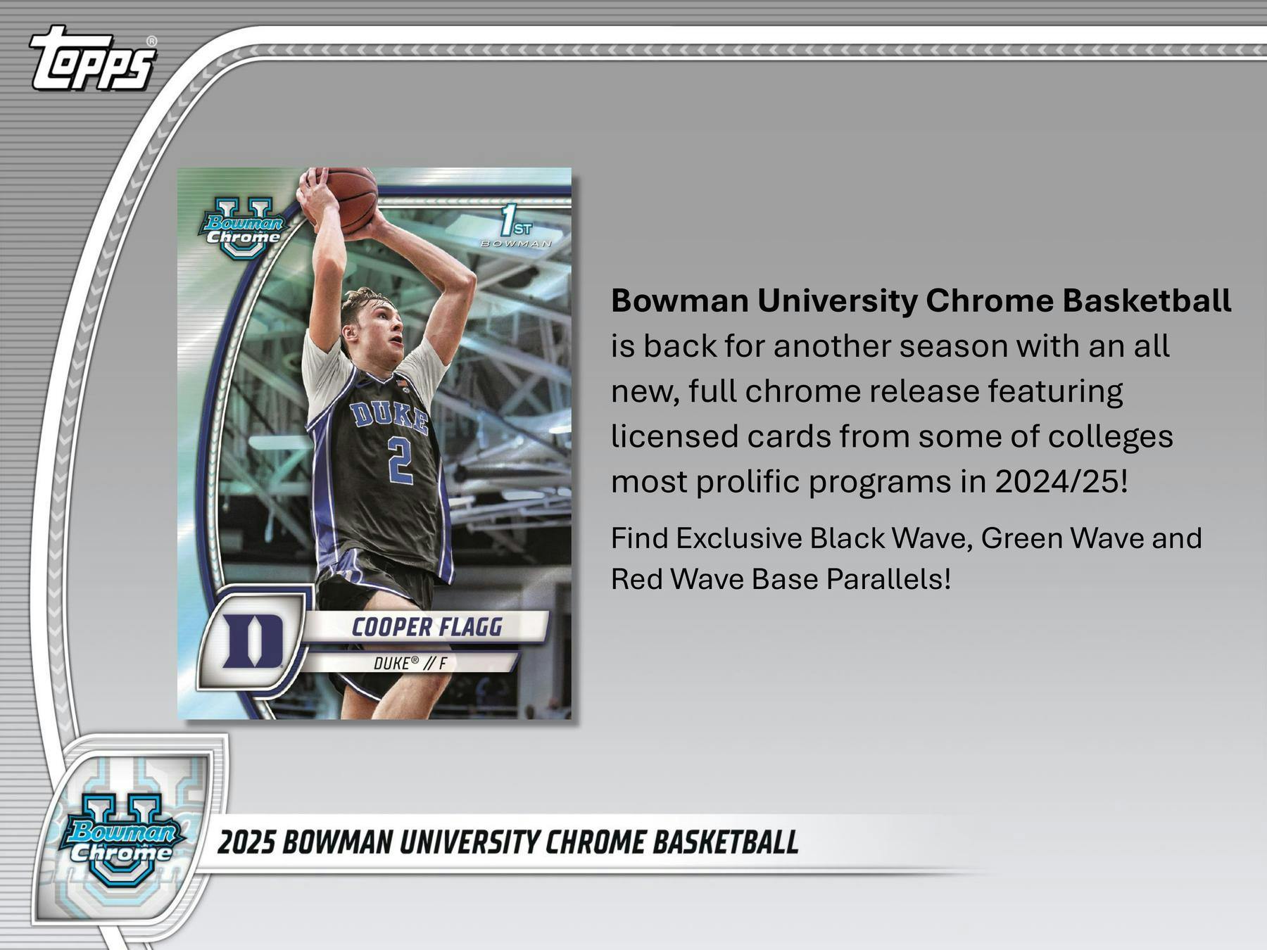 2024/25 Bowman University Chrome Basketball 7 Pack Blaster Box - Collectible Trading Cards for NBA Fans, Perfect for Gifts & Card Collectors - Use at Home, Games, or Trading Events
