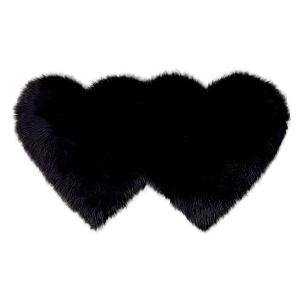 Heart Shaped Fluffy Sheepskin Rug - Ultra Soft Plush Carpet for Kids Play & Bedroom Decor (1.9x3.9ft) - Coffee Color