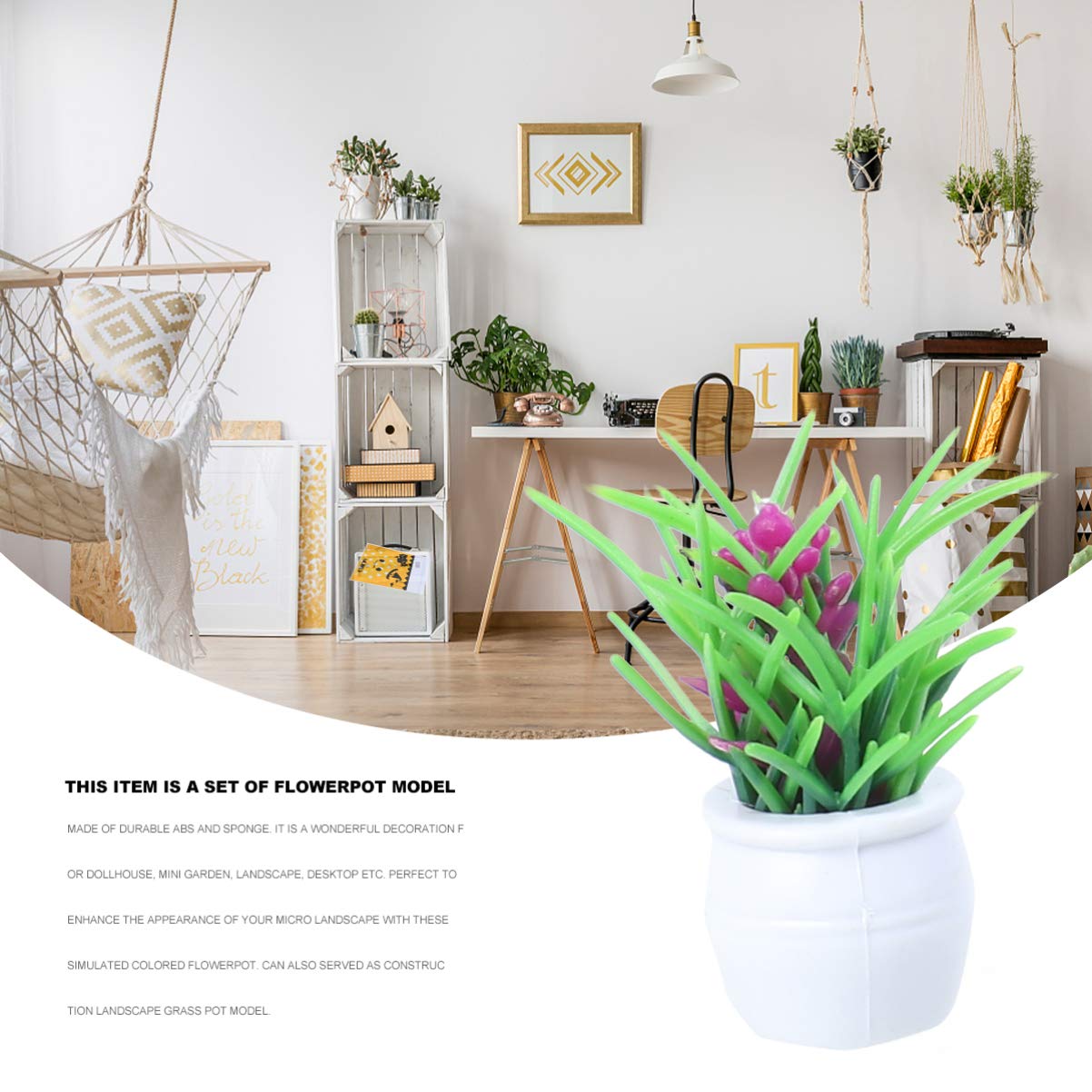 Mini Dollhouse Plants Set - 7 Pcs Tiny Fake Potted Bonsai & Flower Models for Kids Room Decor, DIY Crafts, and Fairy Garden Scenes | Realistic Miniature Greenery Ornaments for Children's Playhouse & Model Train Displays