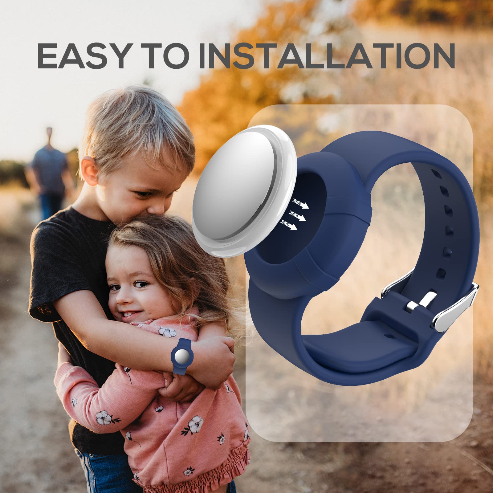 Kids Airtag Wristband (2 Pack) - Soft Silicone GPS Tracker Holder for Apple AirTag | Child Safety & Outdoor Play