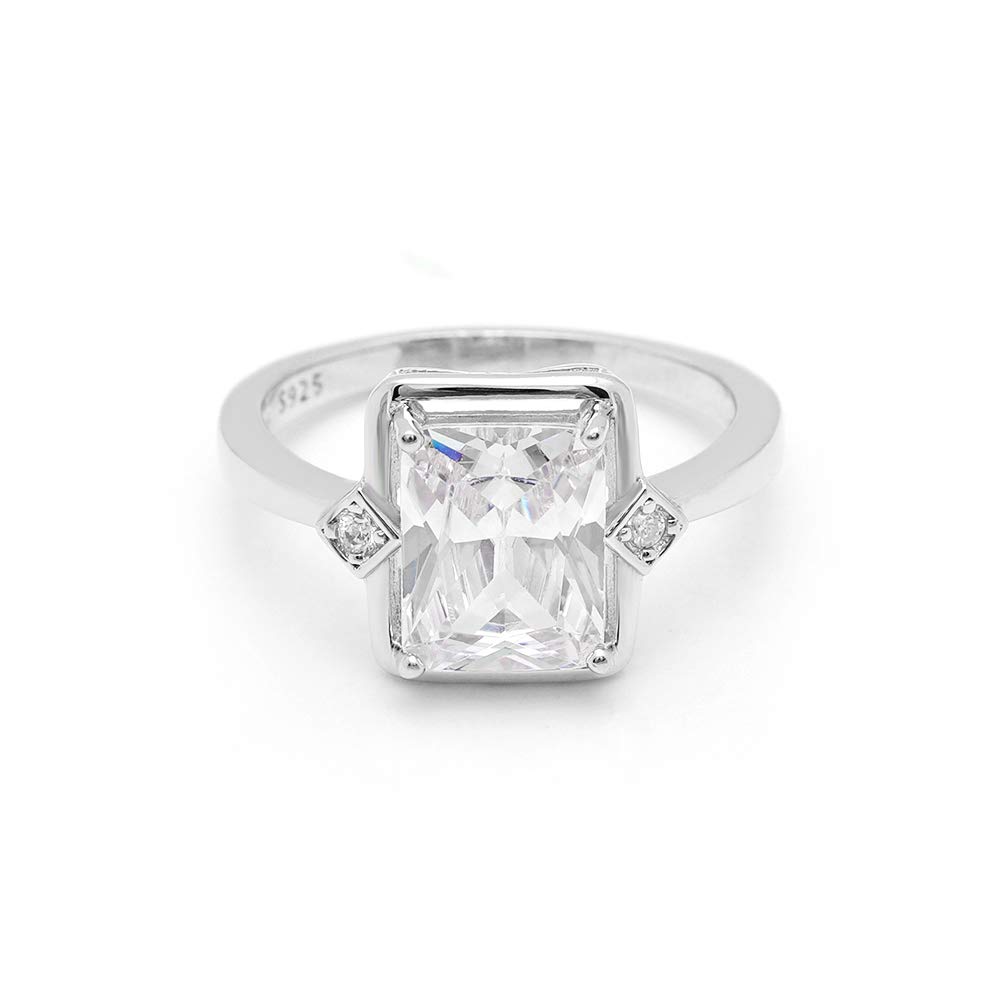 Ginger Lyne Candra Women's Engagement Ring - Sterling Silver Radiant Cut Wedding Band, Promise Ring & Bridal Jewelry for Her - Perfect for Proposals, Anniversaries & Special Occasions